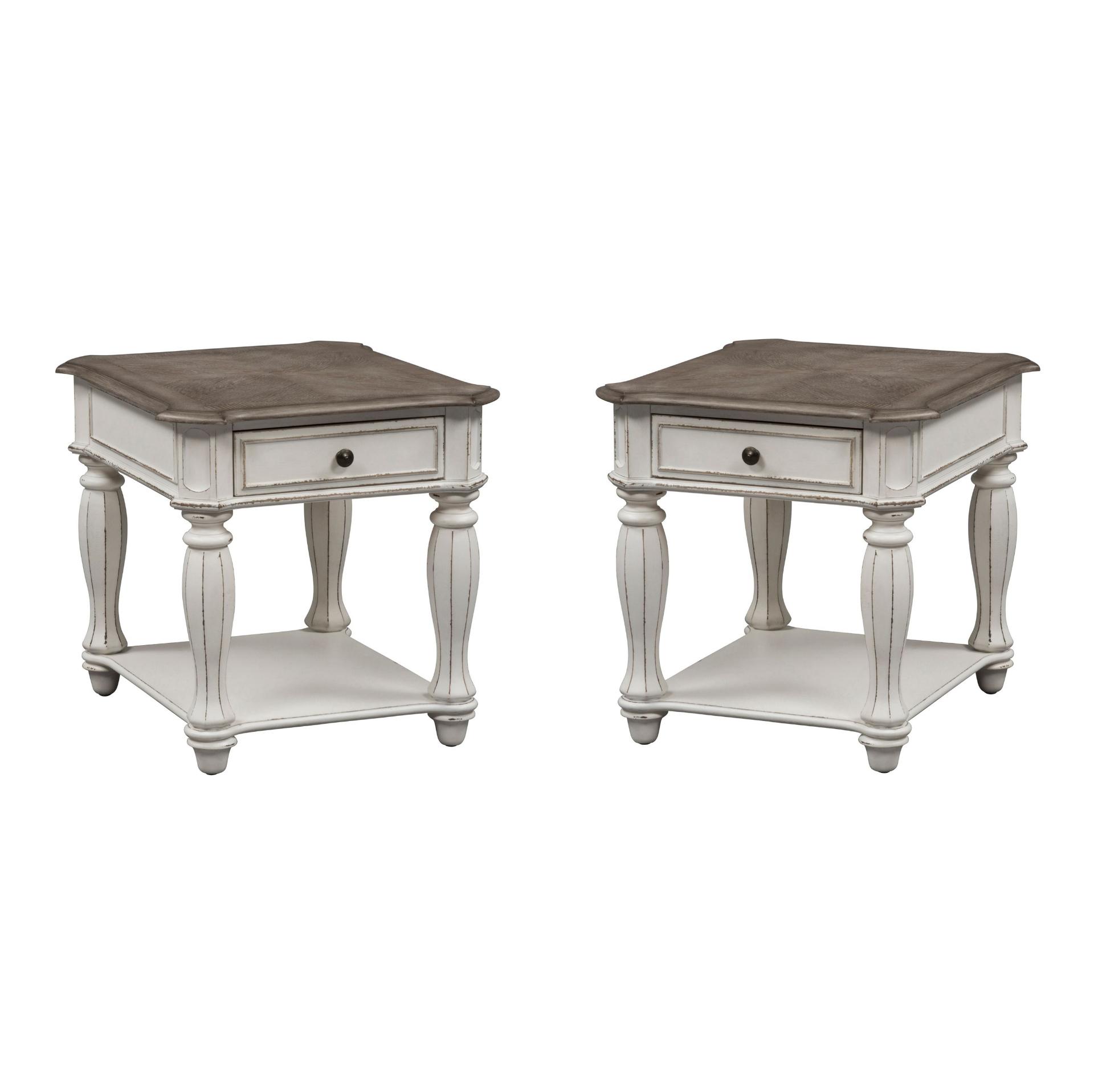 European Traditional End Table Set Magnolia Manor  (244-OT) End Table 244-OT1020-2PC in White 