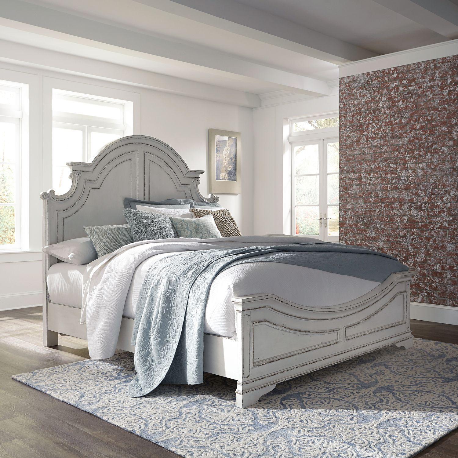 European Traditional Panel Bed Magnolia Manor  (244-BR) Panel Bed 244-BR-KPB in White 