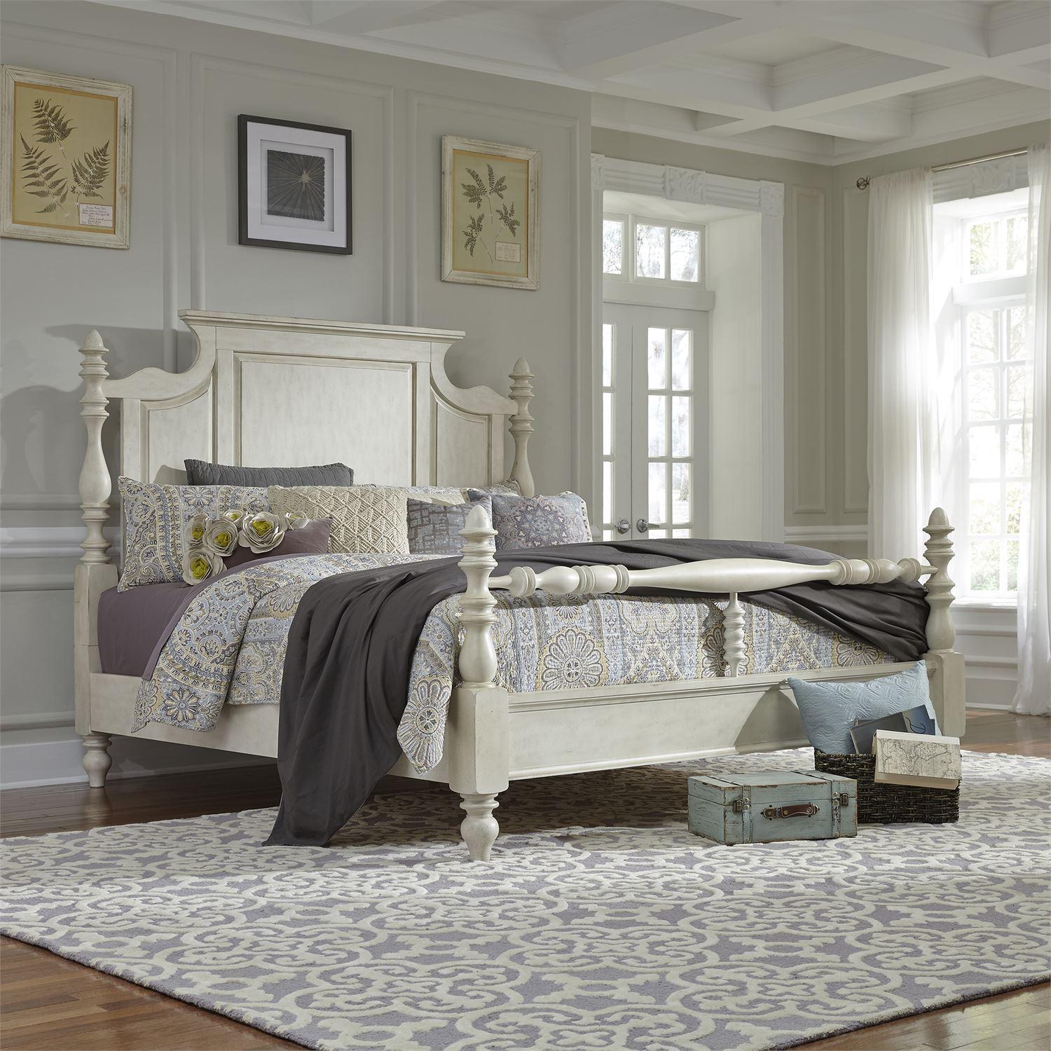 Farmhouse Poster Bed High Country  (697-BR) Poster Bed 697-BR-KPS in White 