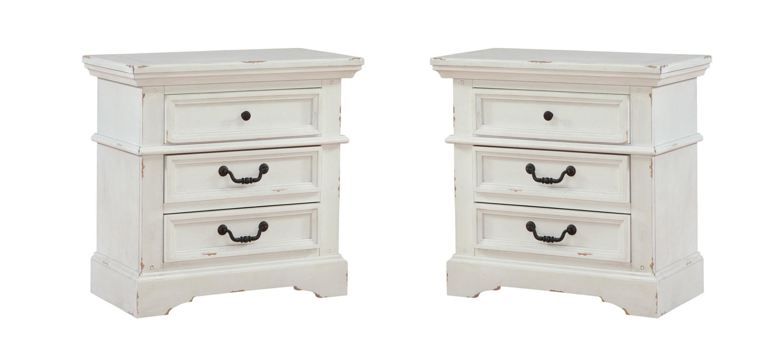 Classic, Traditional Nightstand Set 7810 STONEBROOK 7810-430-Set-2 in Antique White 