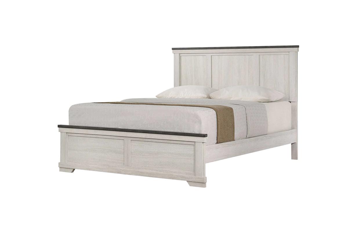Rustic, Farmhouse Panel Bed Leighton B8180-F-Bed in Antique White 
