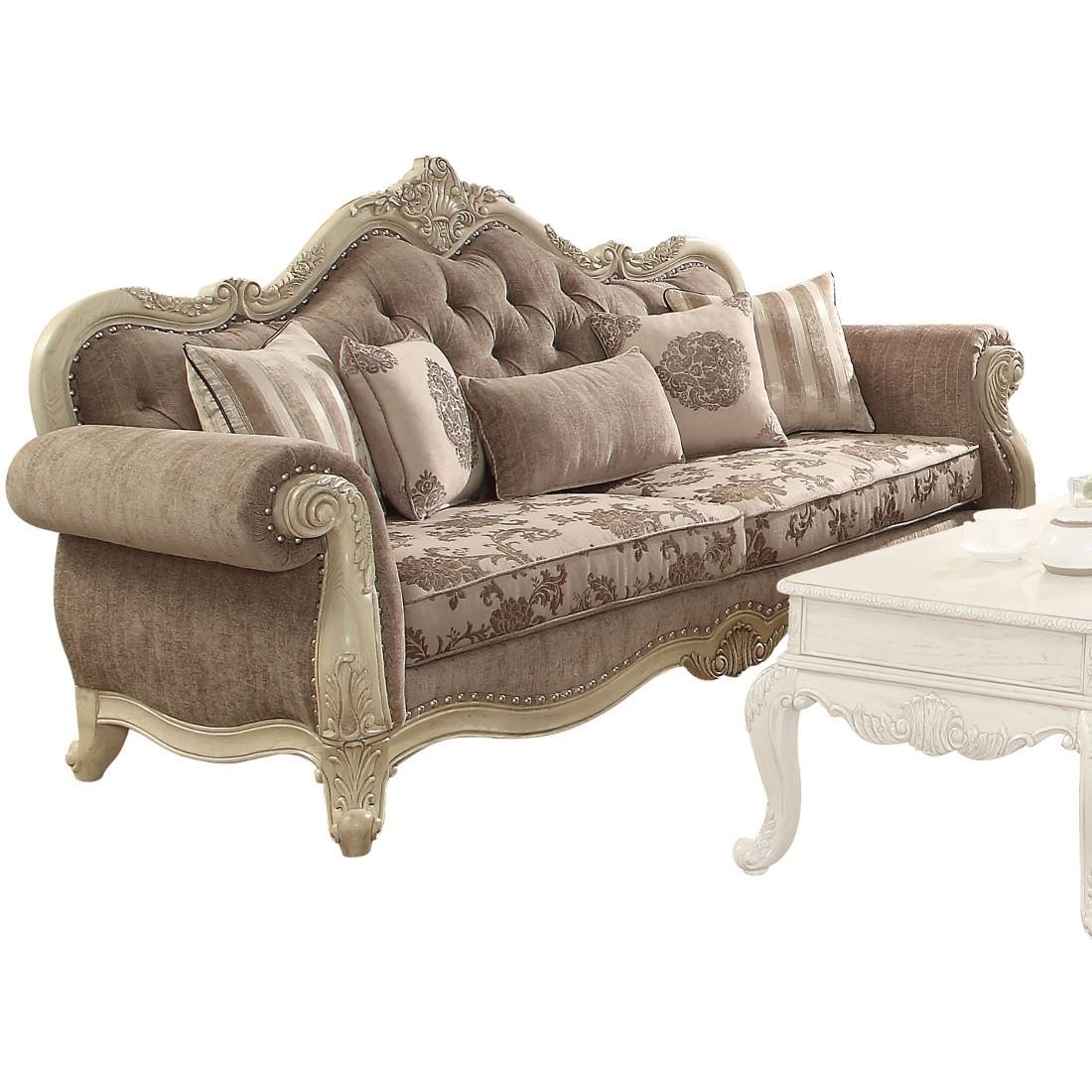 Classic, Traditional Sofa Ragenardus-WH-56020 Ragenardus-WH-56020 in Gray, Beige Fabric