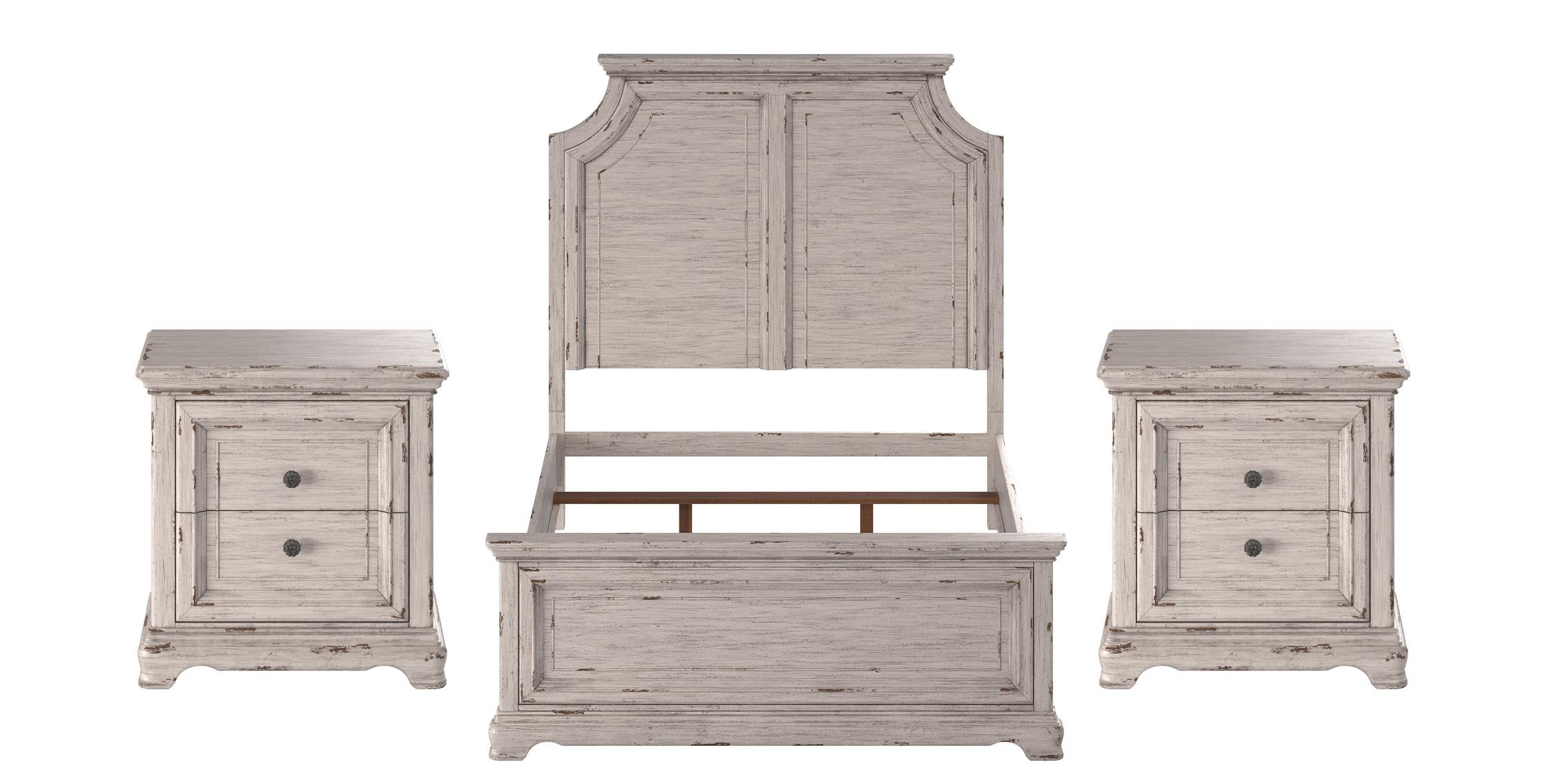 Classic, Traditional Panel Bedroom Set PROVIDENCE 1910-66PAN 1910-66PAN-2N-3PC in Antique White 