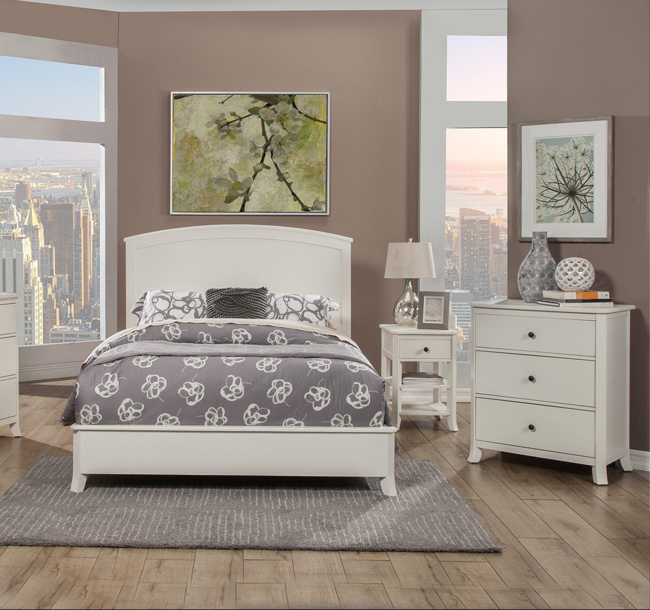 Classic, Traditional Panel Bedroom Set BAKER 977-W-07EK-Set-3 in White 