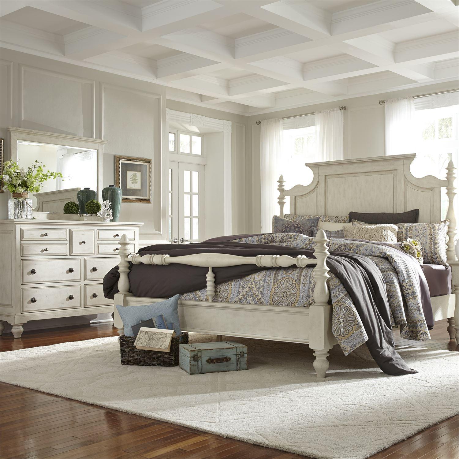 Farmhouse Poster Bedroom Set High Country  (697-BR) Poster Bedroom Set 697-BR-KPSDM in White 