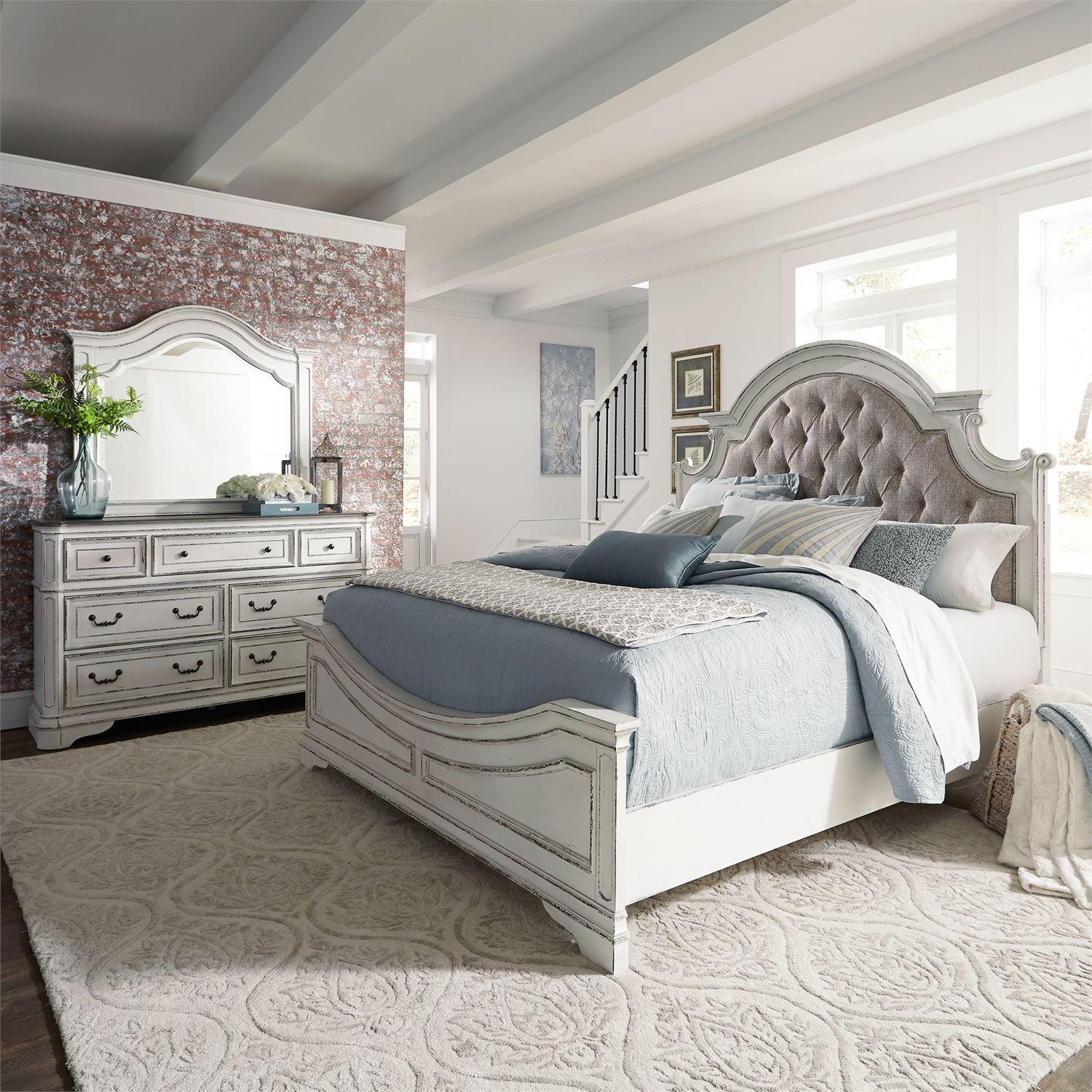 

    
Antique White King Bed Set 3Pcs Magnolia Manor 244-BR-KUBDM Liberty Furniture
