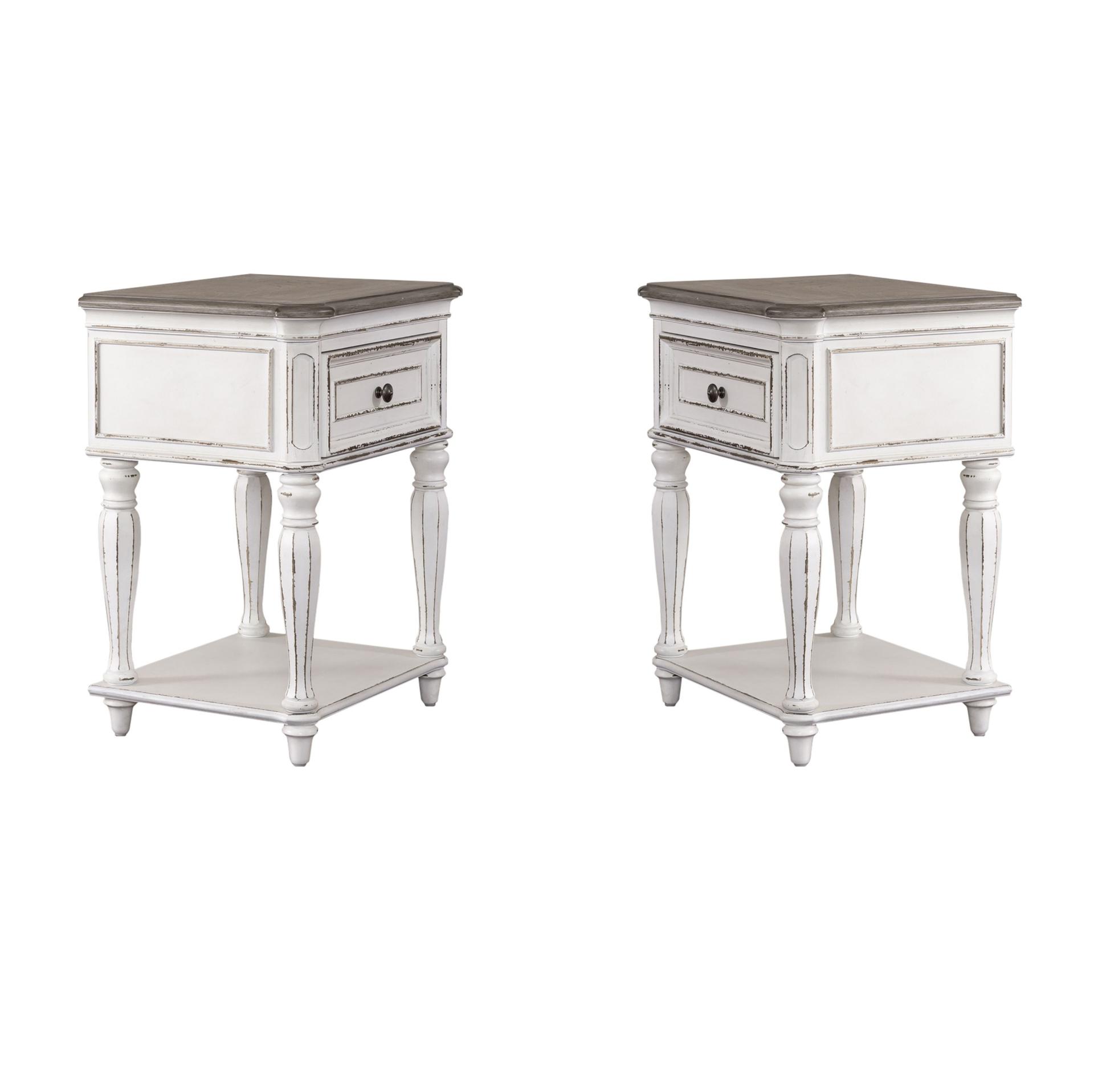 European Traditional Nightstand Set Magnolia Manor  (244-BR) Nightstand 244-BR63-Set-2 in White 
