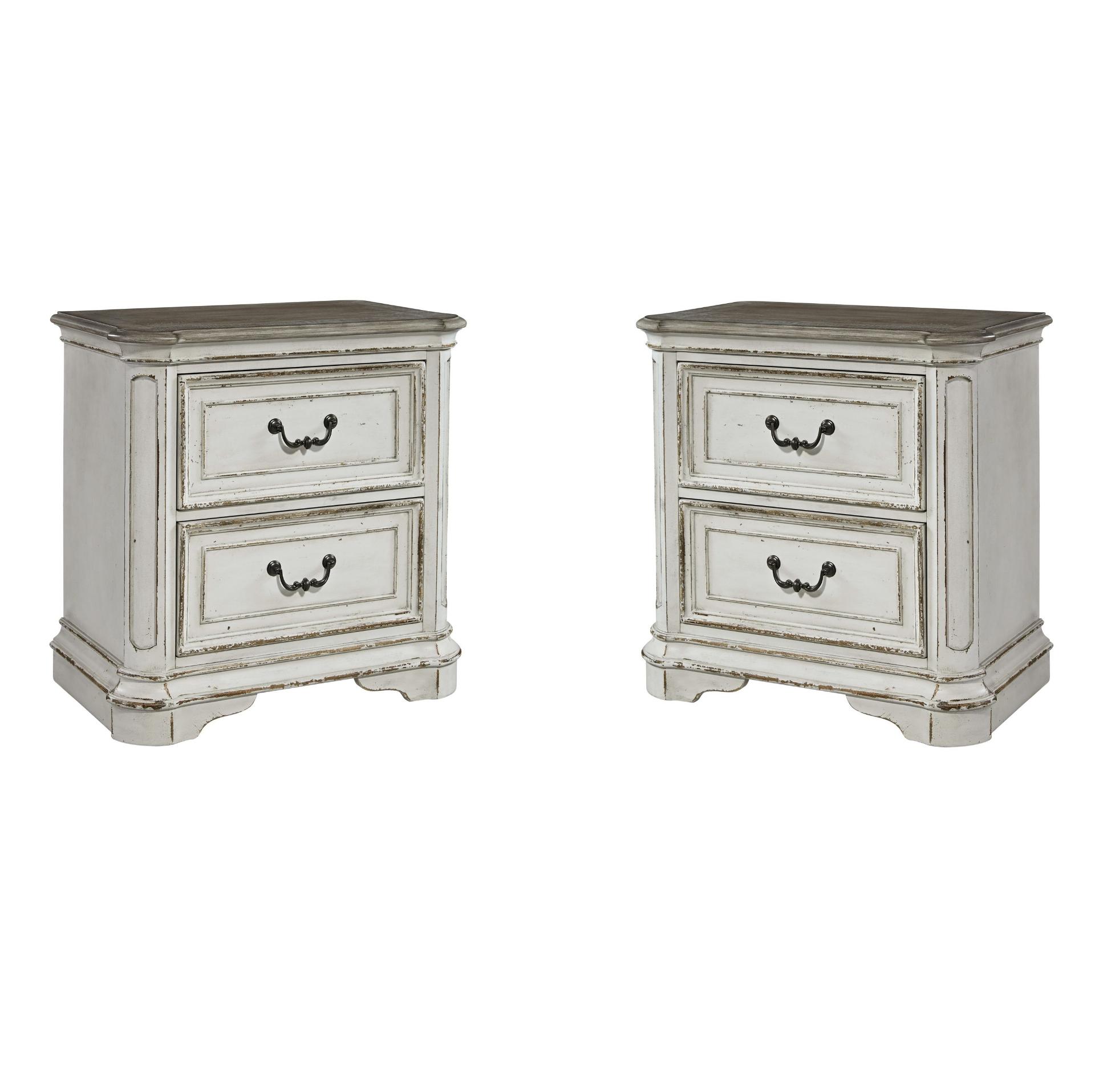 European Traditional Nightstand Set Magnolia Manor  (244-BR) 244-BR61-Set-2 in White 