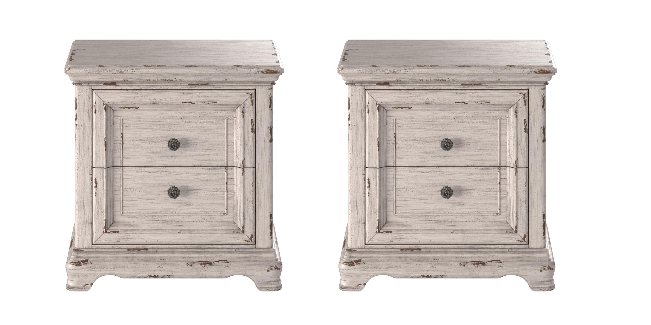 Classic, Traditional Nightstand Set PROVIDENCE 1910-420 1910-420-NN-2PC in Antique White 