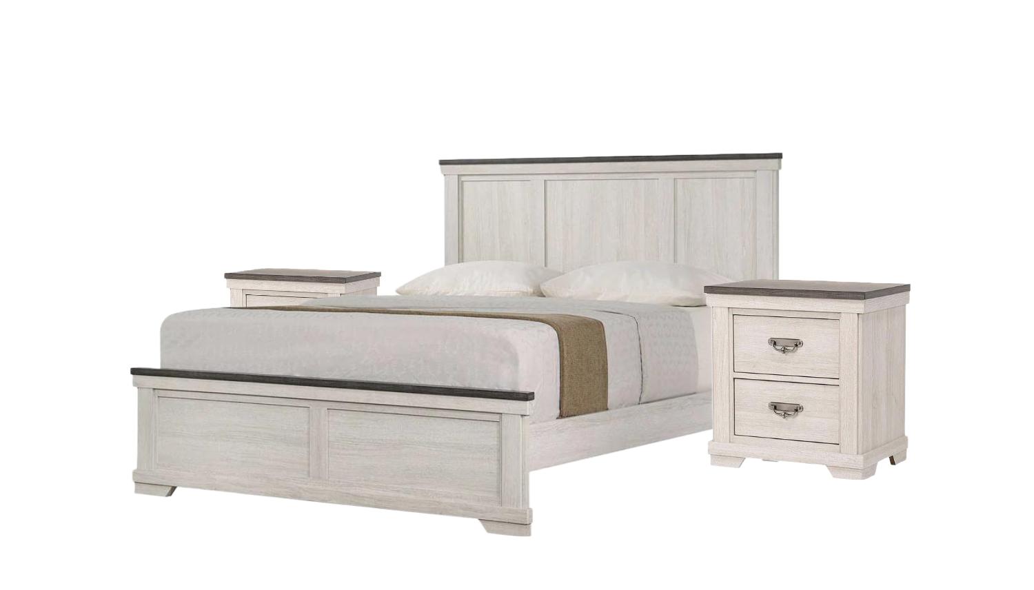Rustic, Farmhouse Panel Bedroom Set Leighton B8180-F-Bed-3pcs in Antique White 
