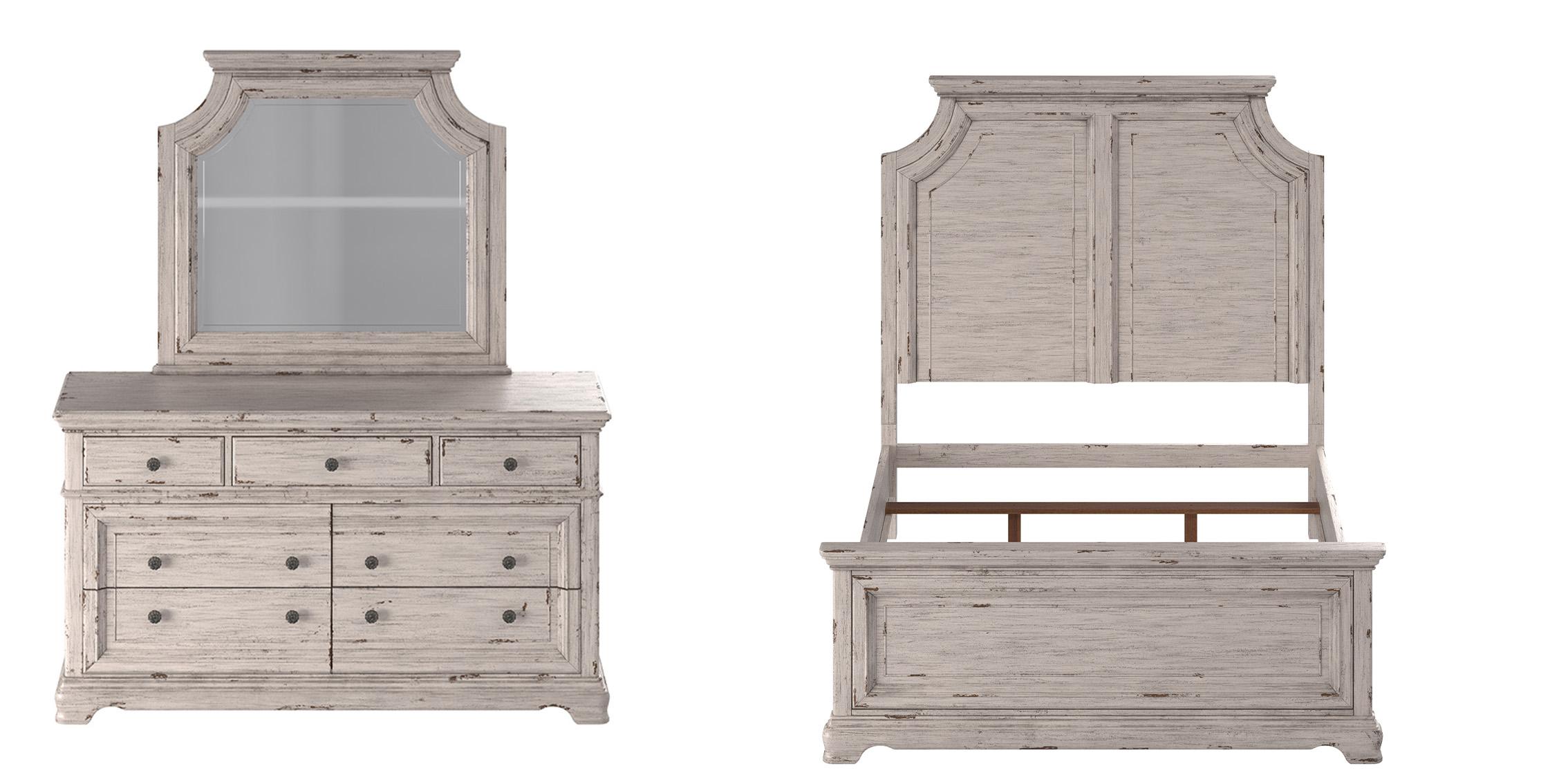 

    
Antique White Queen Bedroom Set 3Pcs PROVIDENCE American Woodcrafters Rustic
