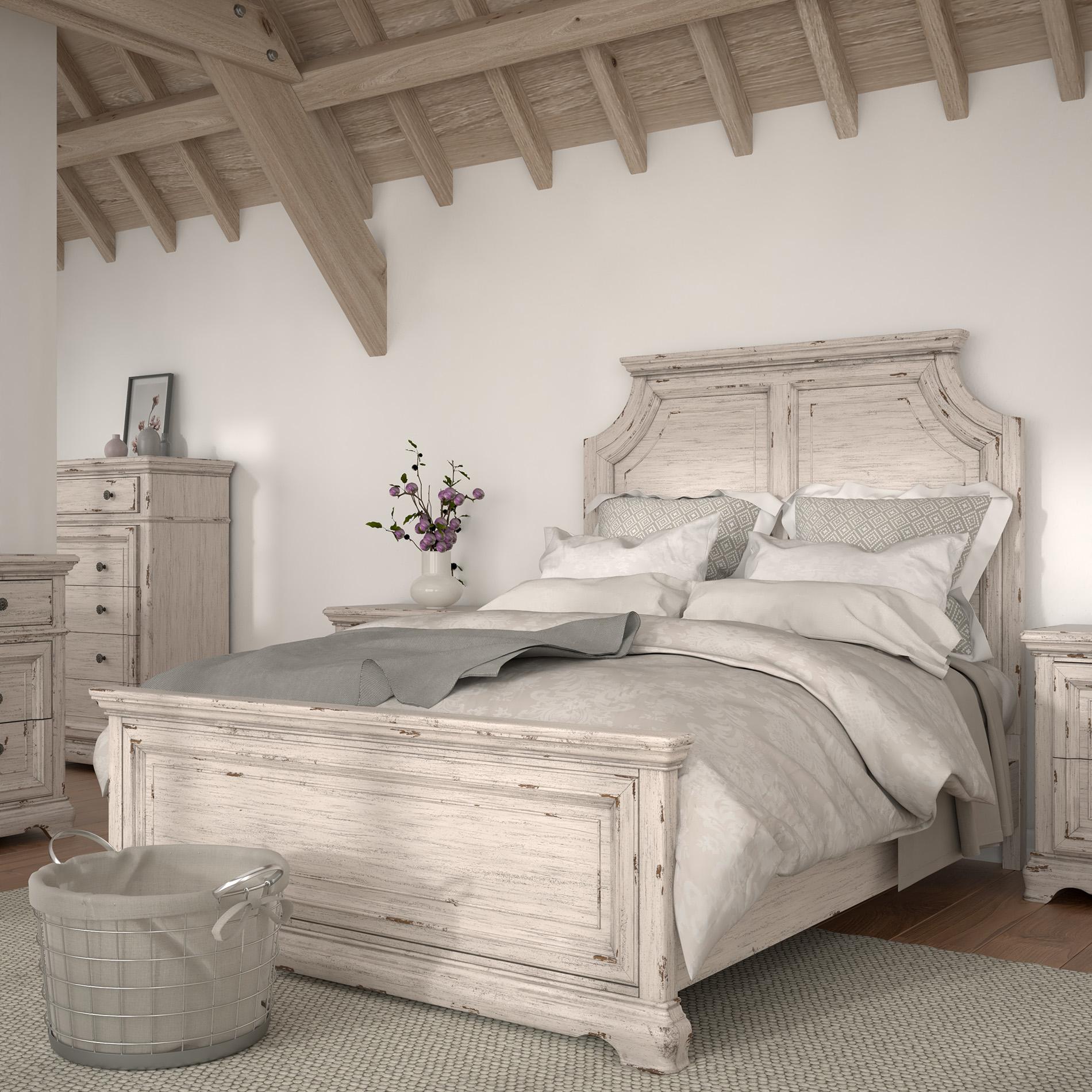 Classic, Traditional Panel Bed PROVIDENCE 1910-50PAN 1910-50PNPN in Antique White 