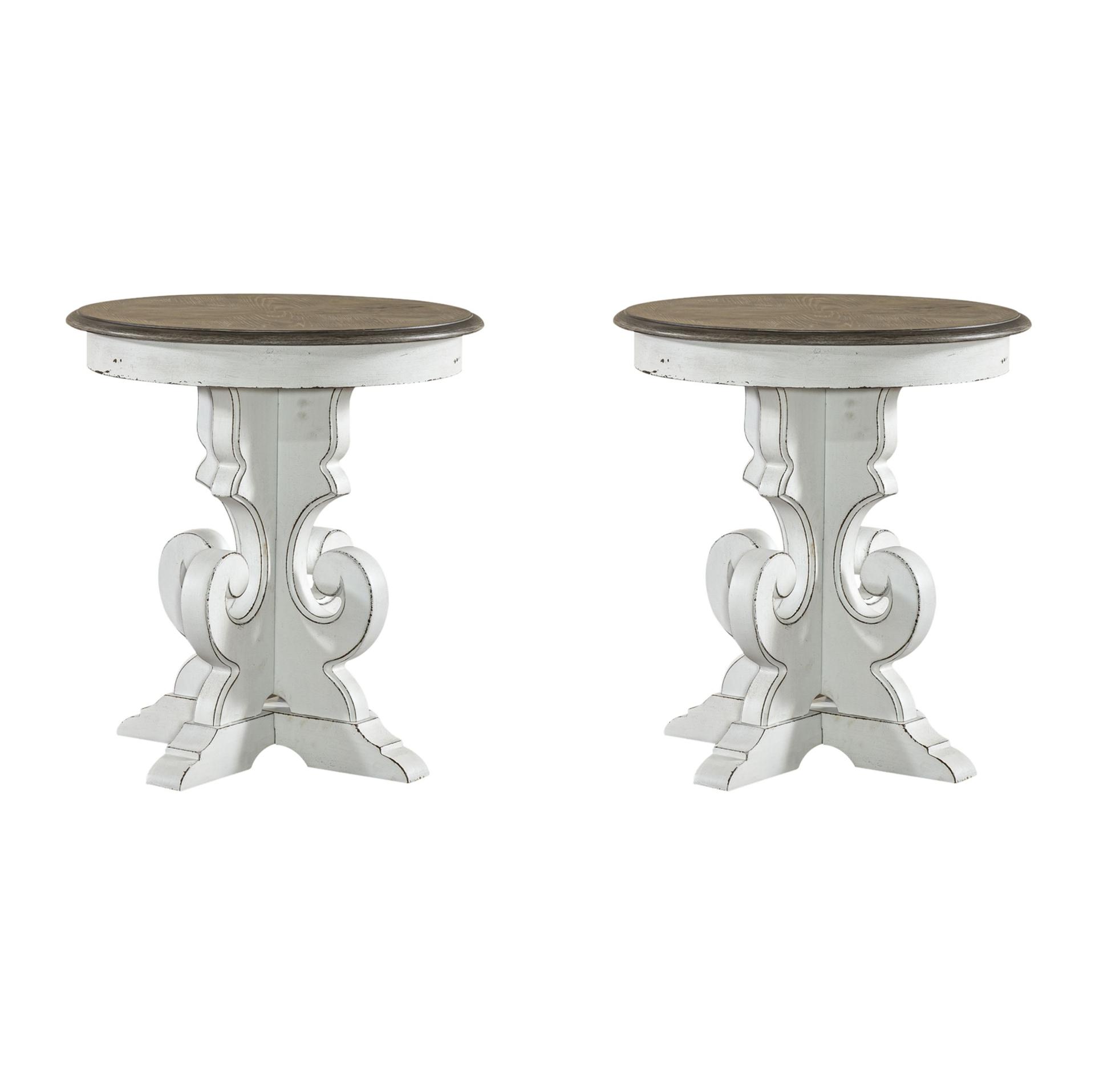 European Traditional End Table Set Magnolia Manor  (244-OT) End Table 244-OT1022-2PC in White 