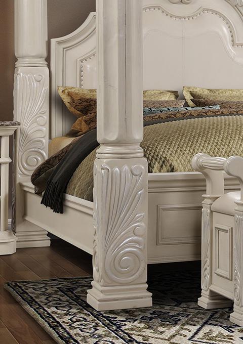 

                    
McFerran Furniture B6006 Poster Bedroom Set Antique White Faux Leather Purchase 

