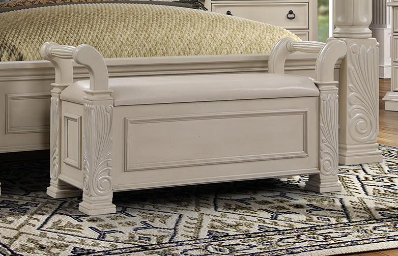 

    
B6007-CK-NDMCB-6PC Antique White Solid Hardwood CAL King Bedroom Set 6Pcs w/Bench Traditional McFerran B6007
