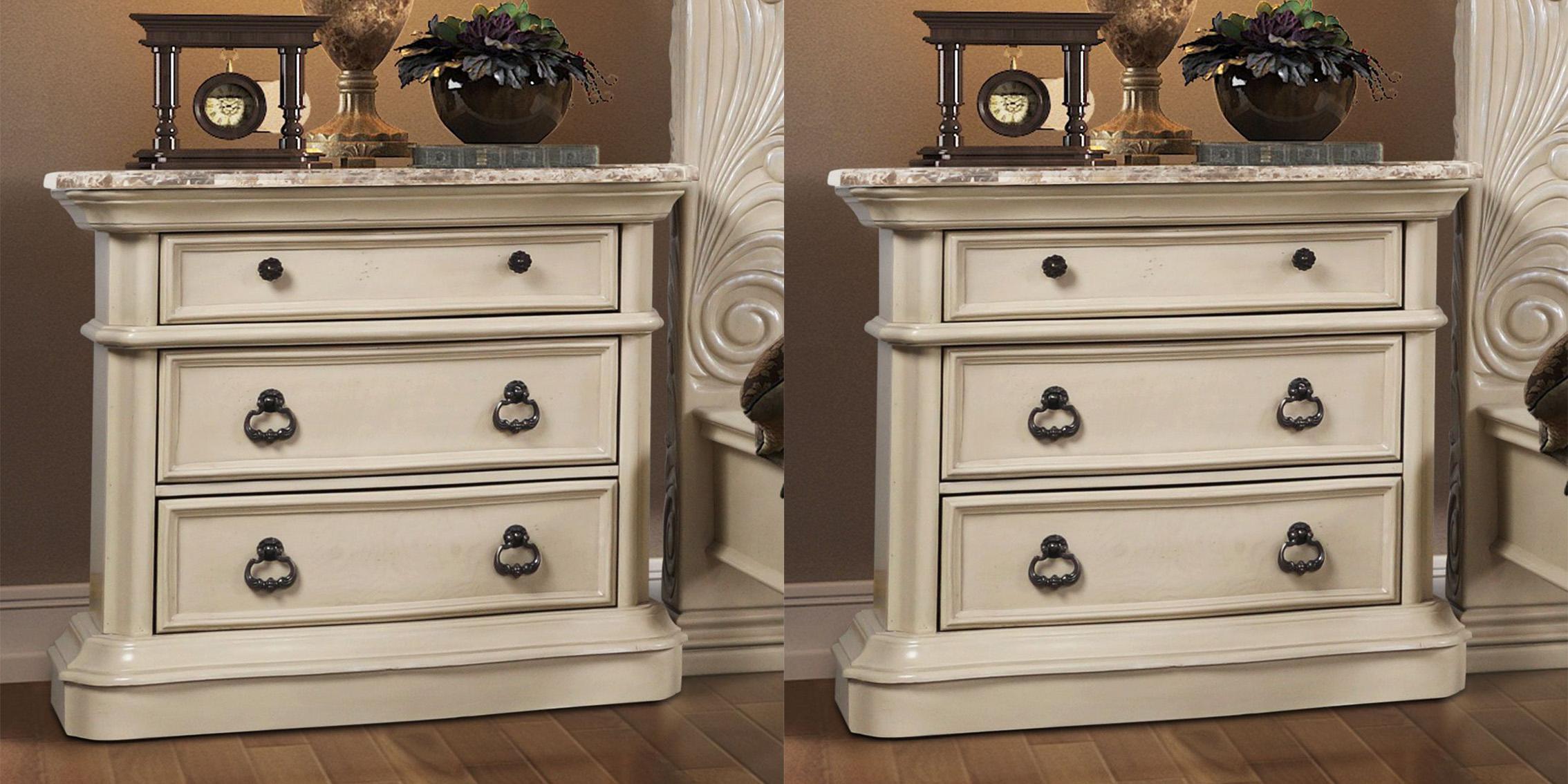 Classic, Traditional Nightstand Set B6006-N B6006-N-2PC in Antique White 