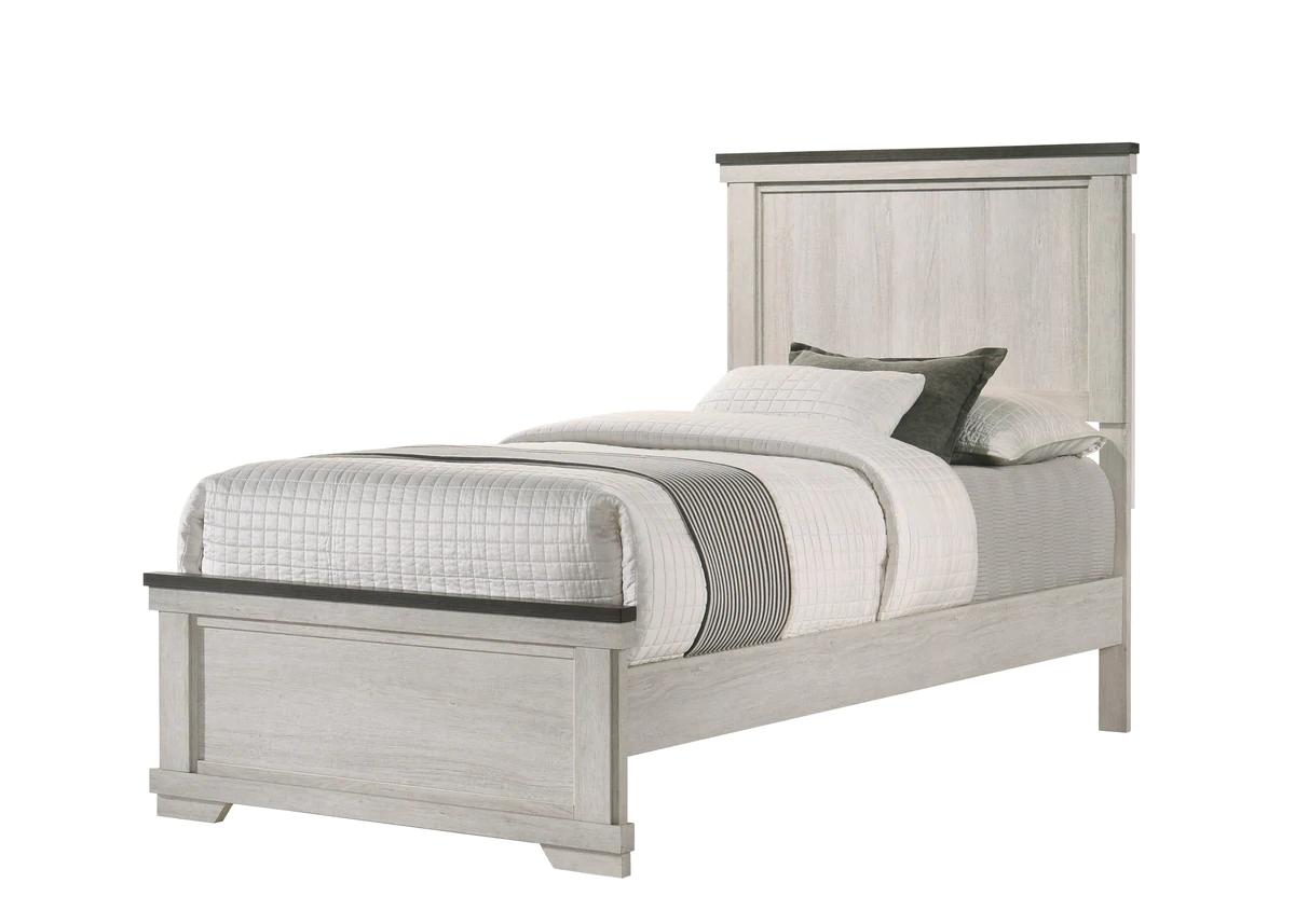 Rustic, Farmhouse Panel Bed Leighton B8180-T-Bed in Antique White 