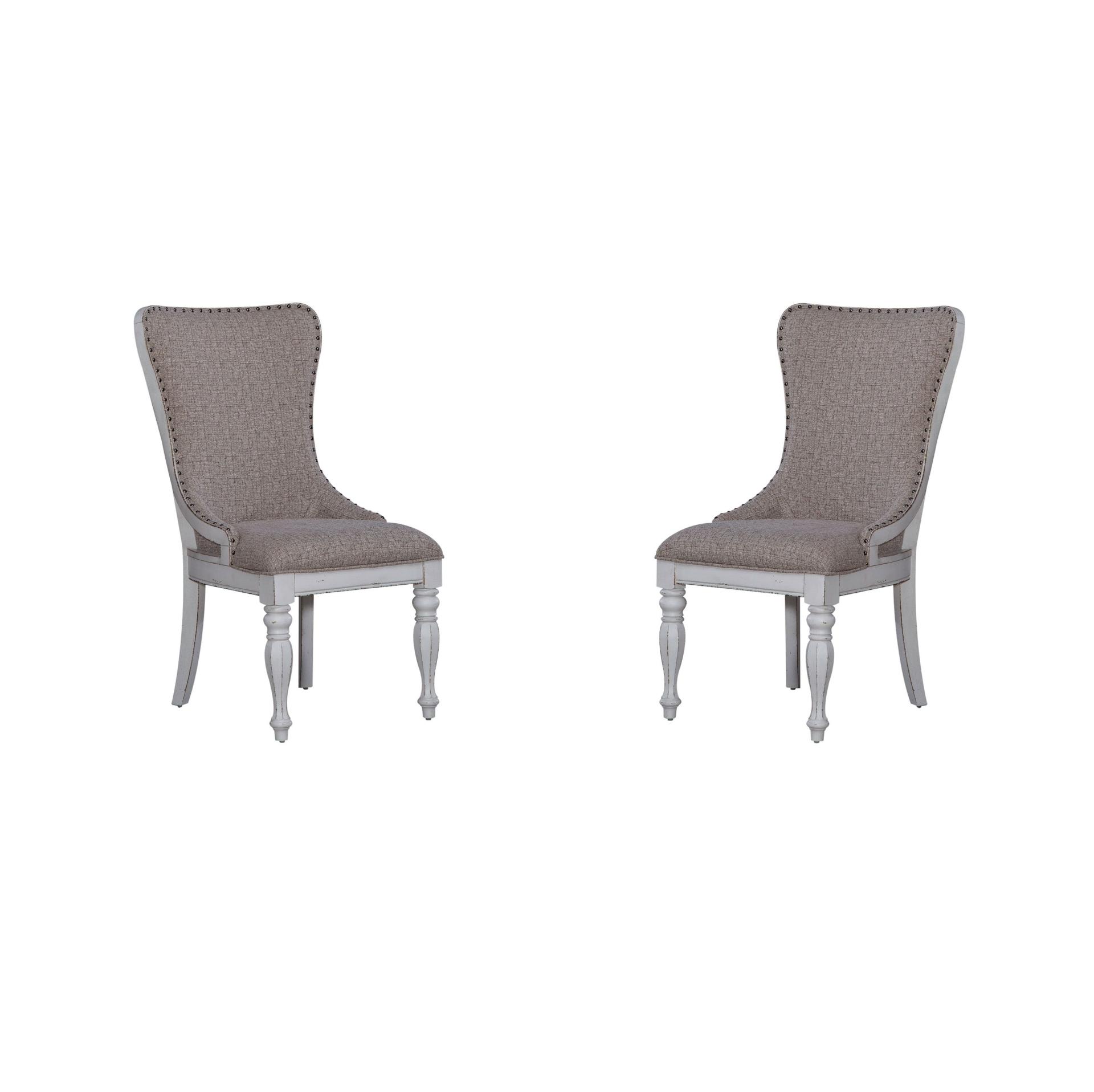 European Traditional Dining Chair Set 244-C6501S-Set 244-C6501S-Set-2 in White Chenille