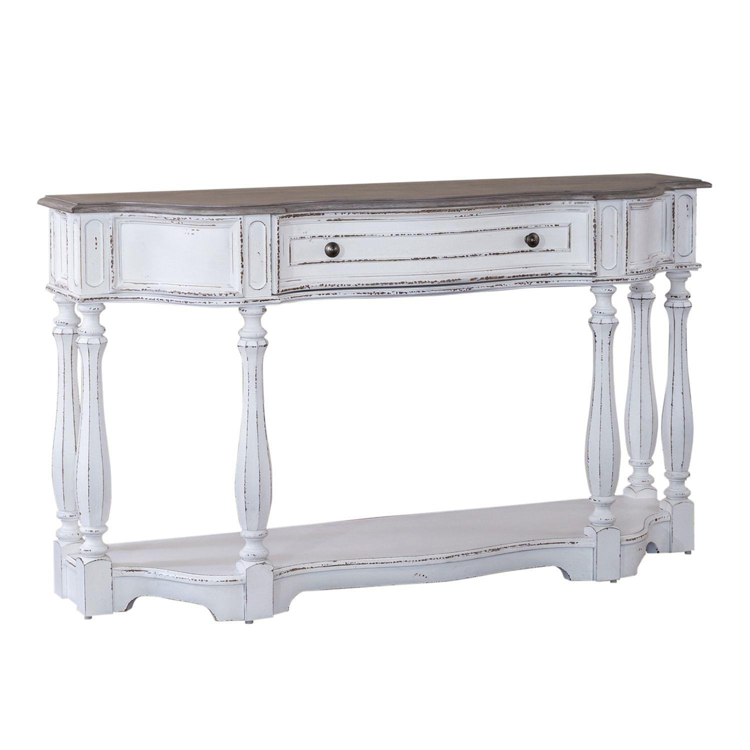 

    
Antique White Wood 56" Console Table Magnolia Manor 244-AT2001 Liberty Furniture

