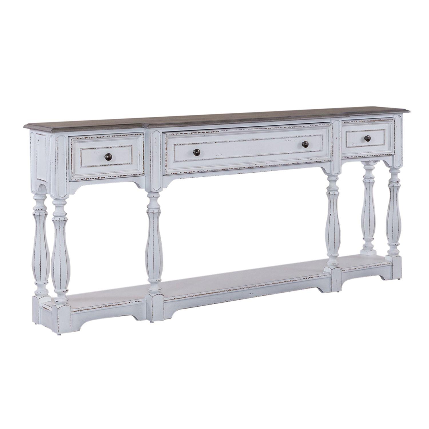 

    
Antique White Wood 72" Console Table Magnolia Manor 244-AT2002 Liberty Furniture
