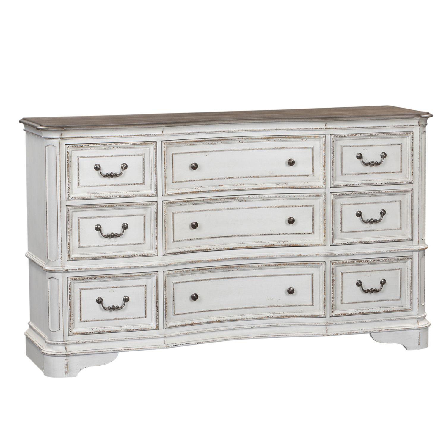 European Traditional Dresser Magnolia Manor  (244-BR) 9 Drawer Dresser 244-BR34 in White 