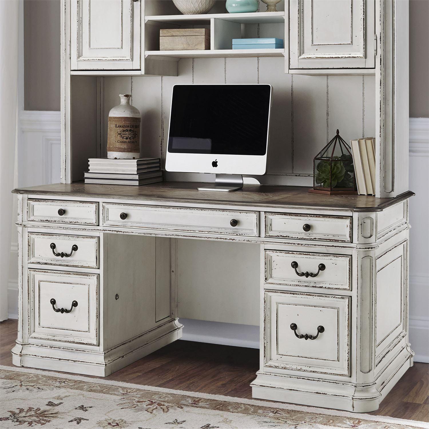 

    
Antique White Wood Credenza Magnolia Manor 244-HOJ-CS Liberty Furniture
