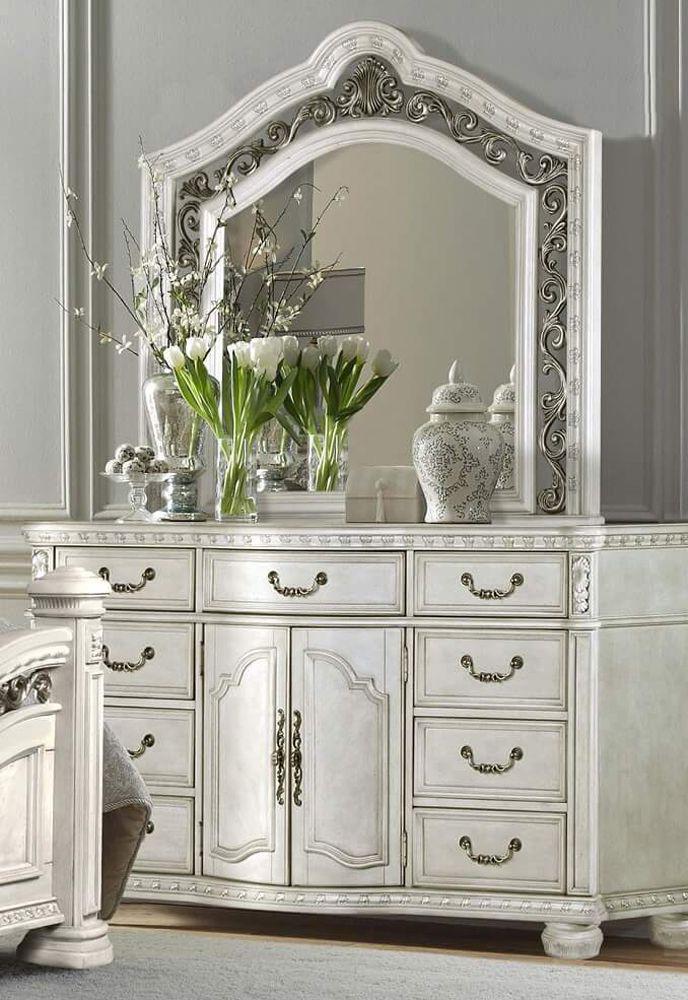 

    
McFerran Furniture B162 Dresser With Mirror Antique White B162-DM-2PC
