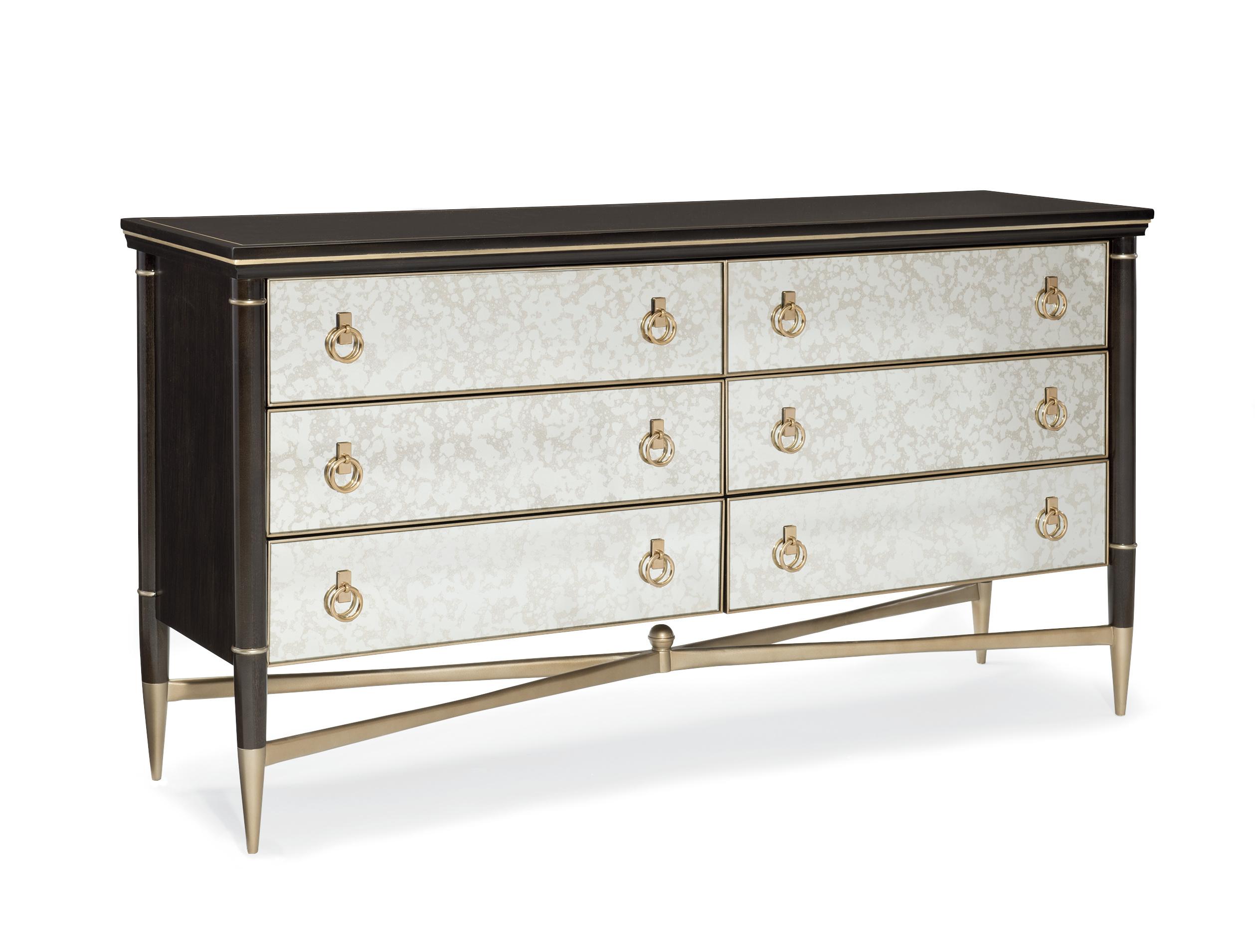 Contemporary Double Dresser EVERLY B093-511 in Ebony, Silver 