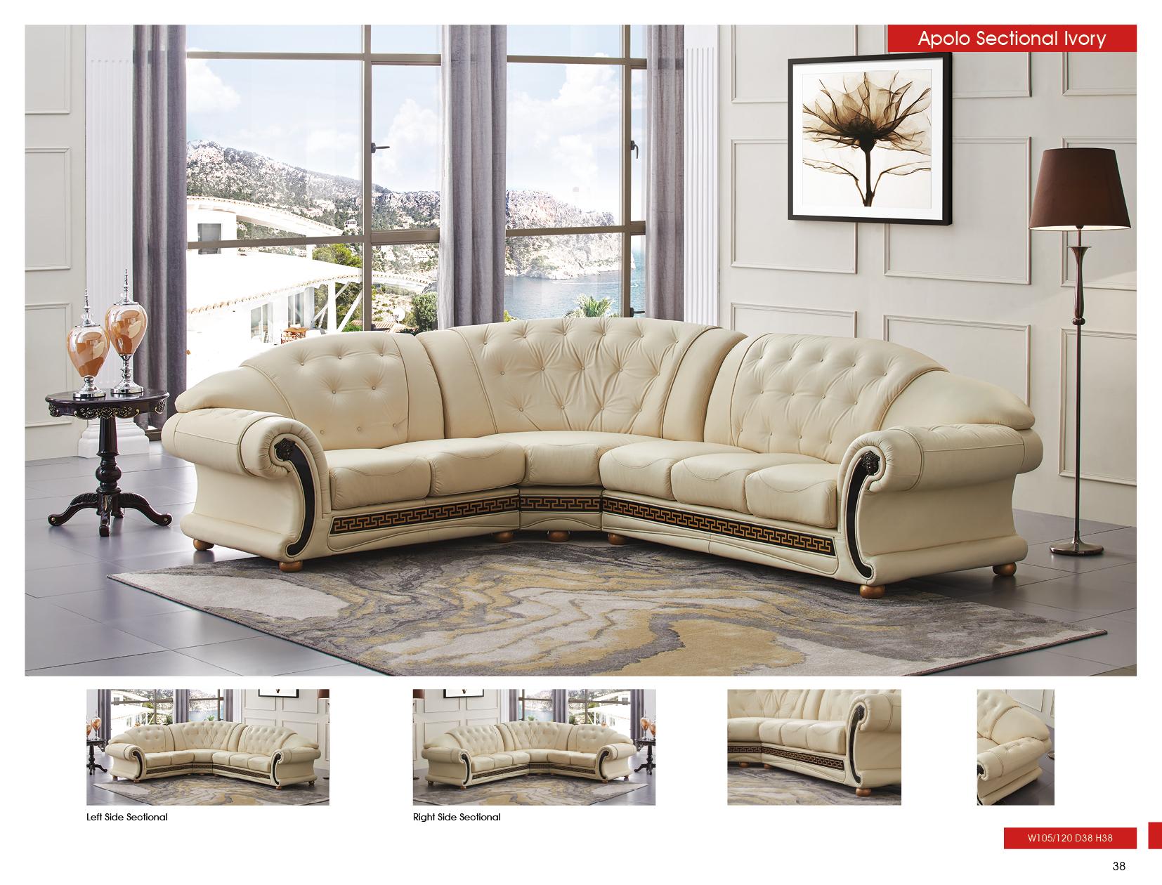 

    
 Order  Ivory Top Grain Italian Leather Sectional LHC Made in Italy Traditional ESF Apolo
