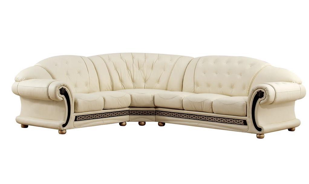 

    
Ivory Top Grain Italian Leather Sectional LHC Made in Italy Traditional ESF Apolo
