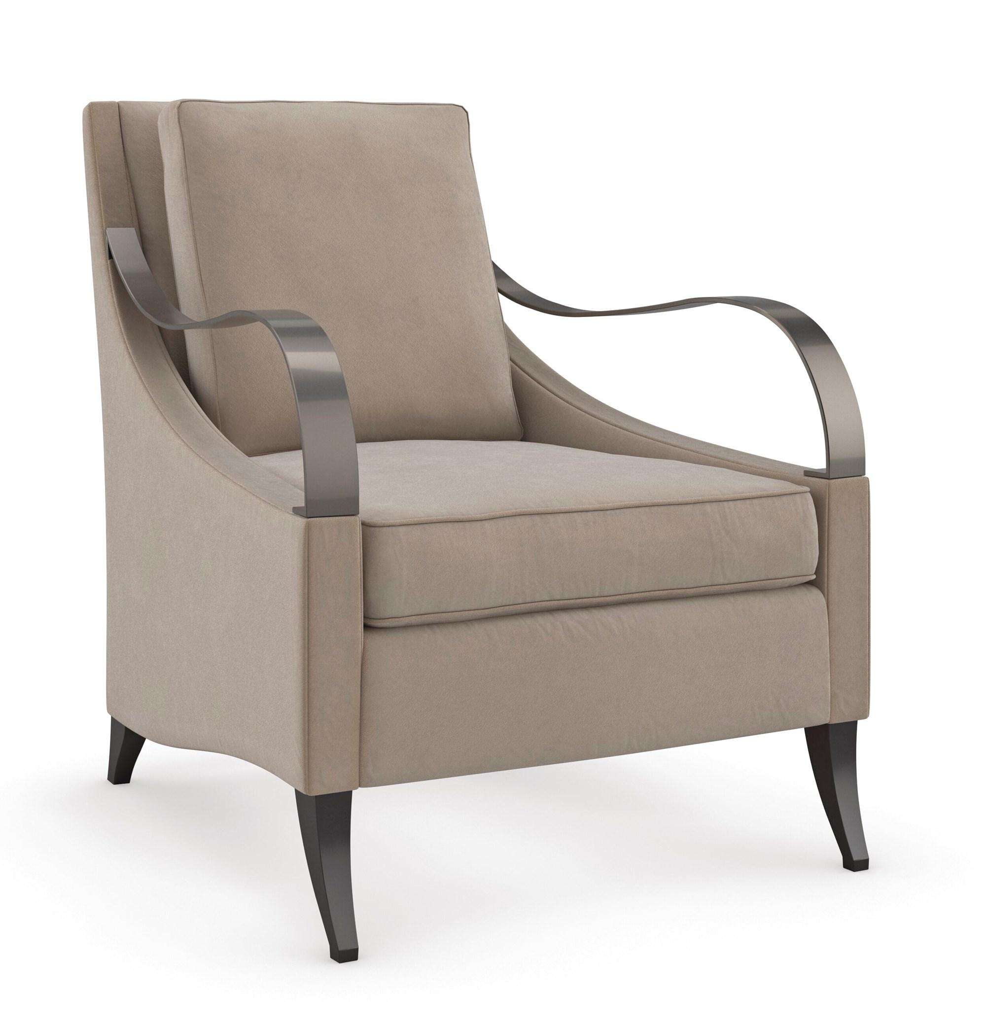 Contemporary Armchair SLIPPERY SLOPE UPH-021-037-A in Cappuccino, Bronze Velvet