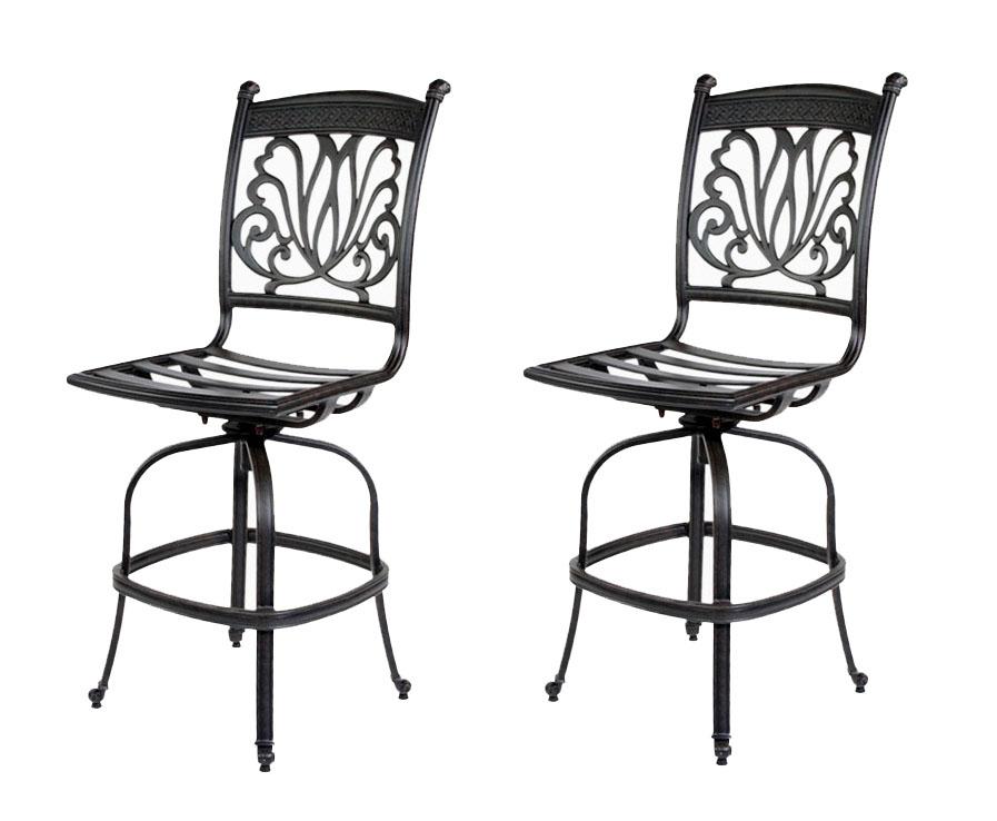 Contemporary Outdoor Barstool Ariana ARABS-Set-2 in Bronze, Natural Fabric
