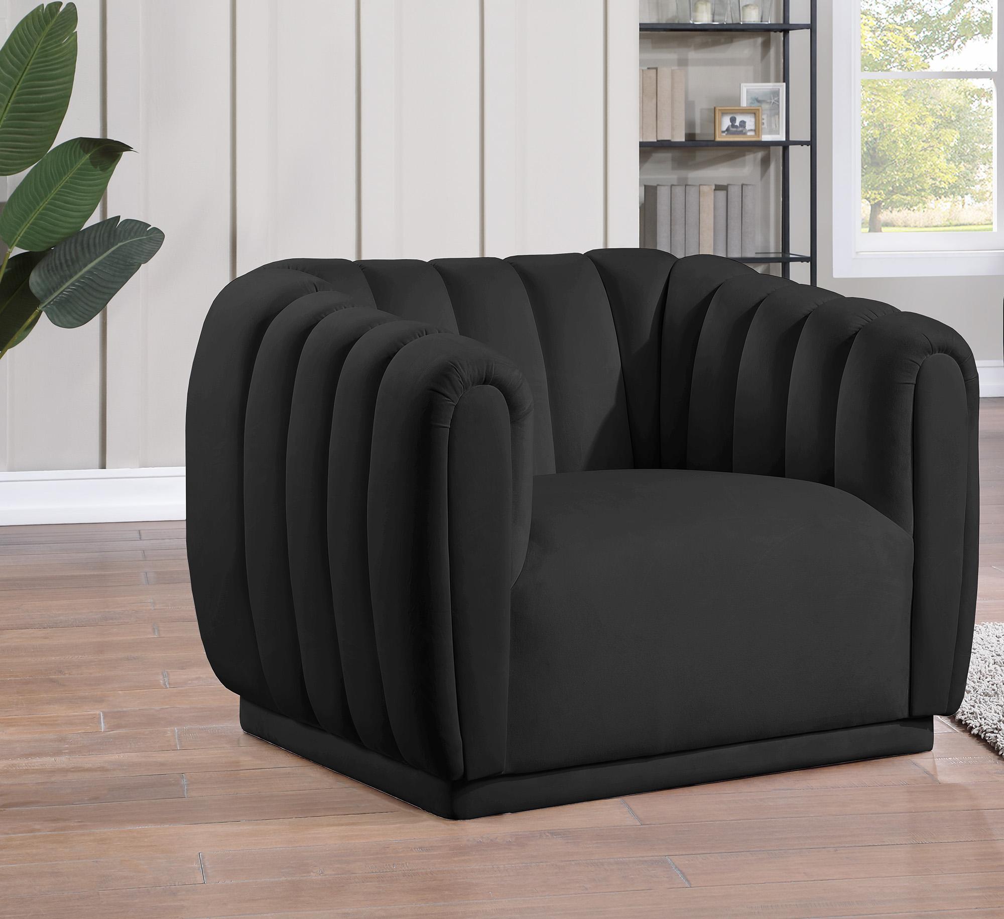

    
Black Velvet Channel Tufted Chair DIXIE 674Black-C Meridian Contemporary Modern
