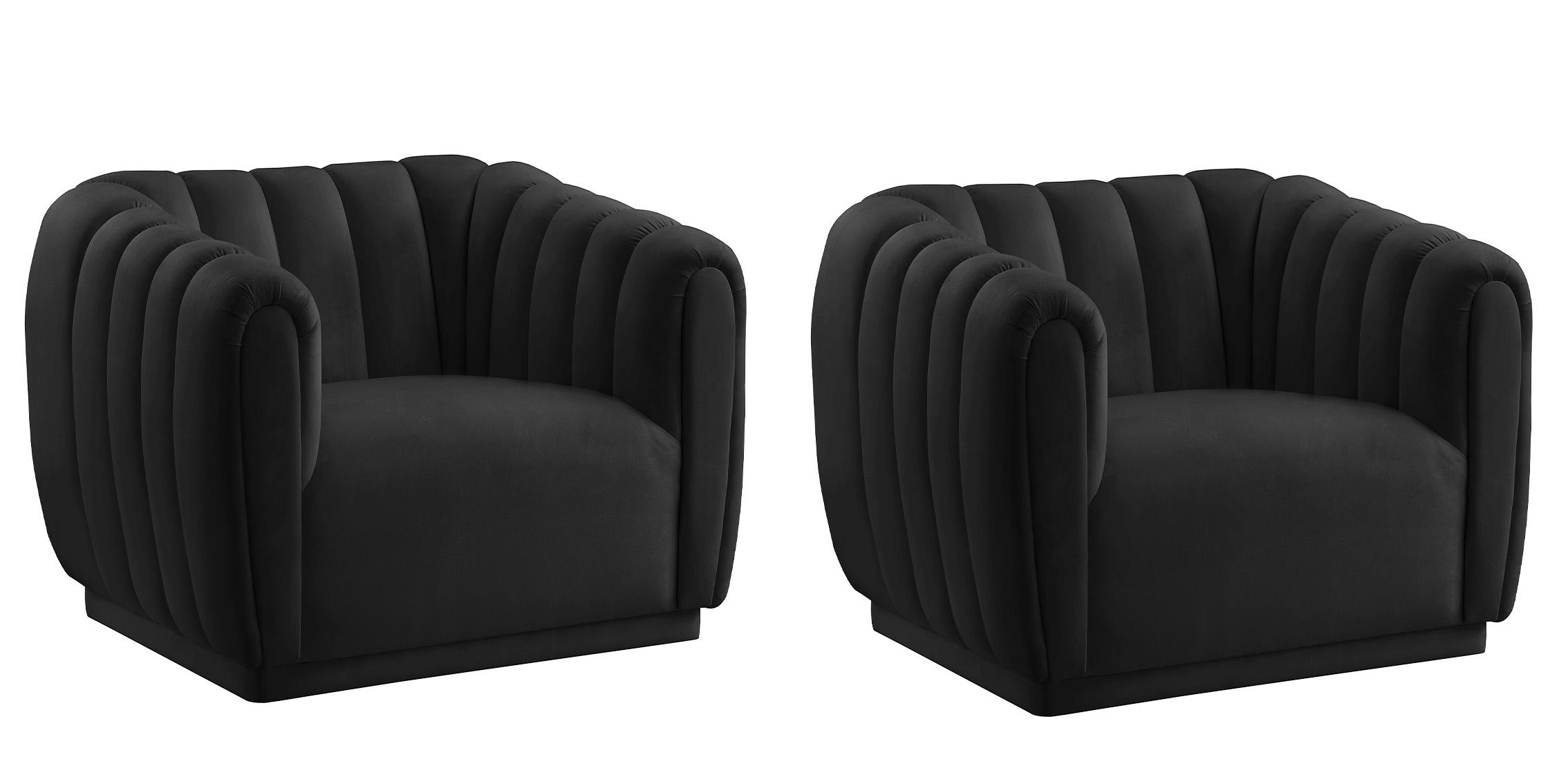 

    
Black Velvet Tufted Chair Set 2Pcs DIXIE 674Black-C Meridian Modern Contemporary
