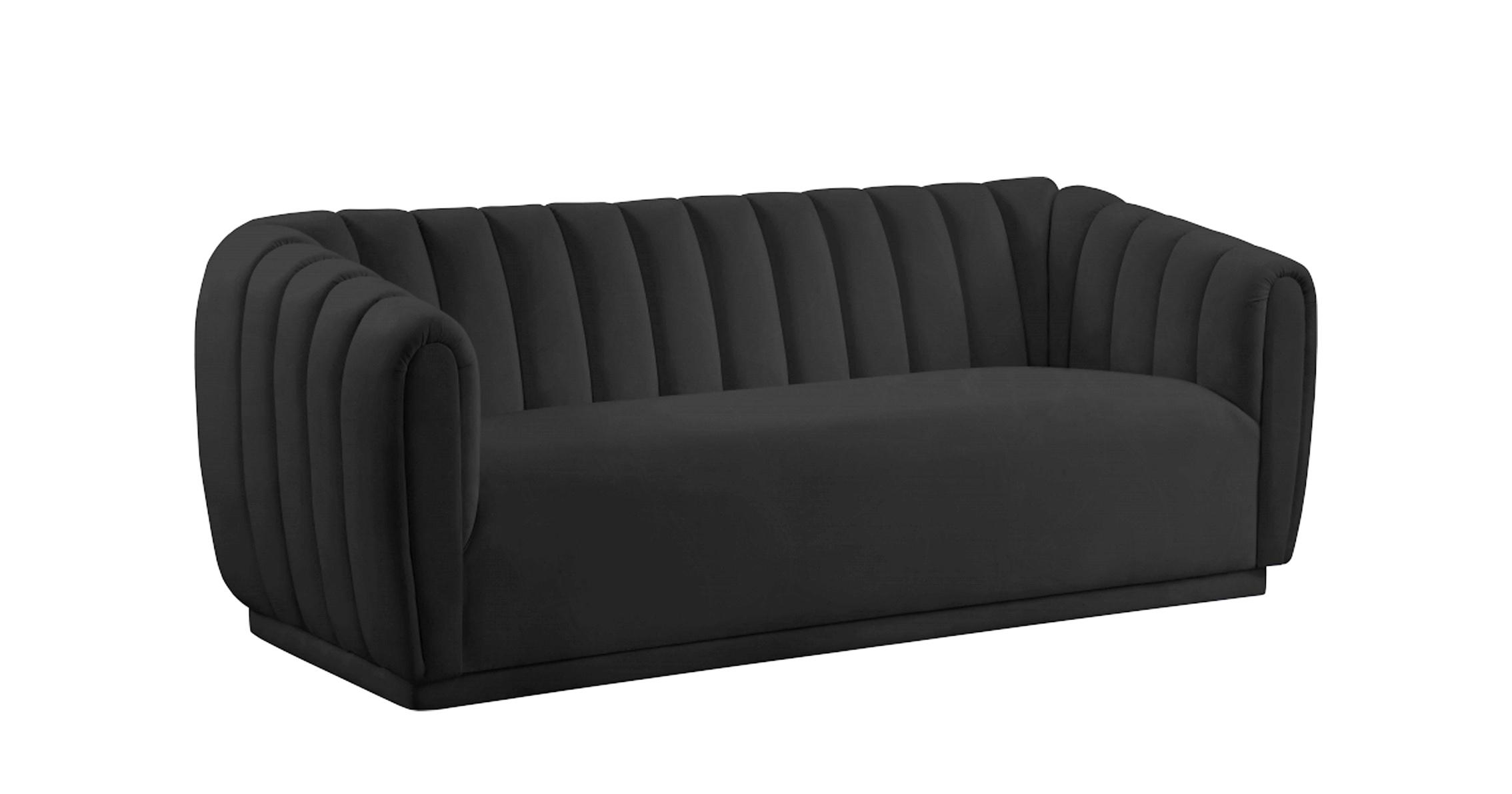 Contemporary Sofa DIXIE 674Black-S 674Black-S in Black Velvet