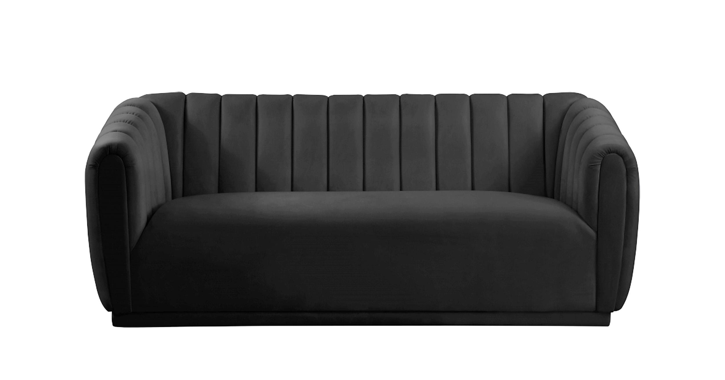 

    
Black Velvet Channel Tufted Sofa DIXIE 674Black-S Meridian Contemporary Modern
