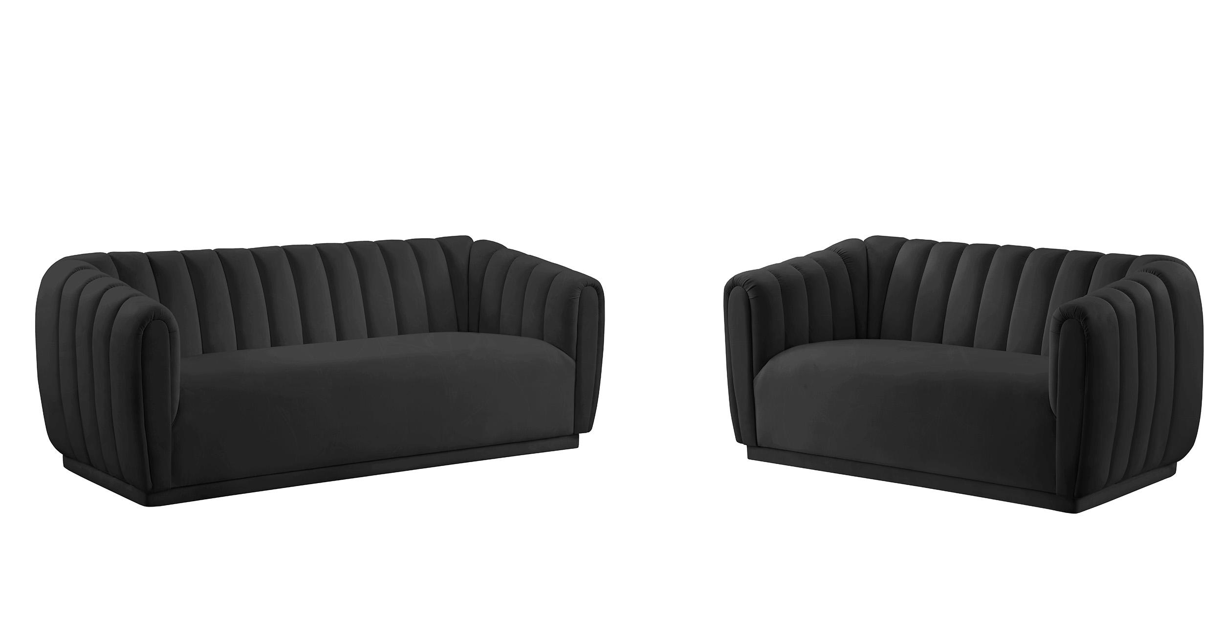 Contemporary Sofa Set DIXIE 674Black-S-Set-2 674Black-S-Set-2 in Black Velvet
