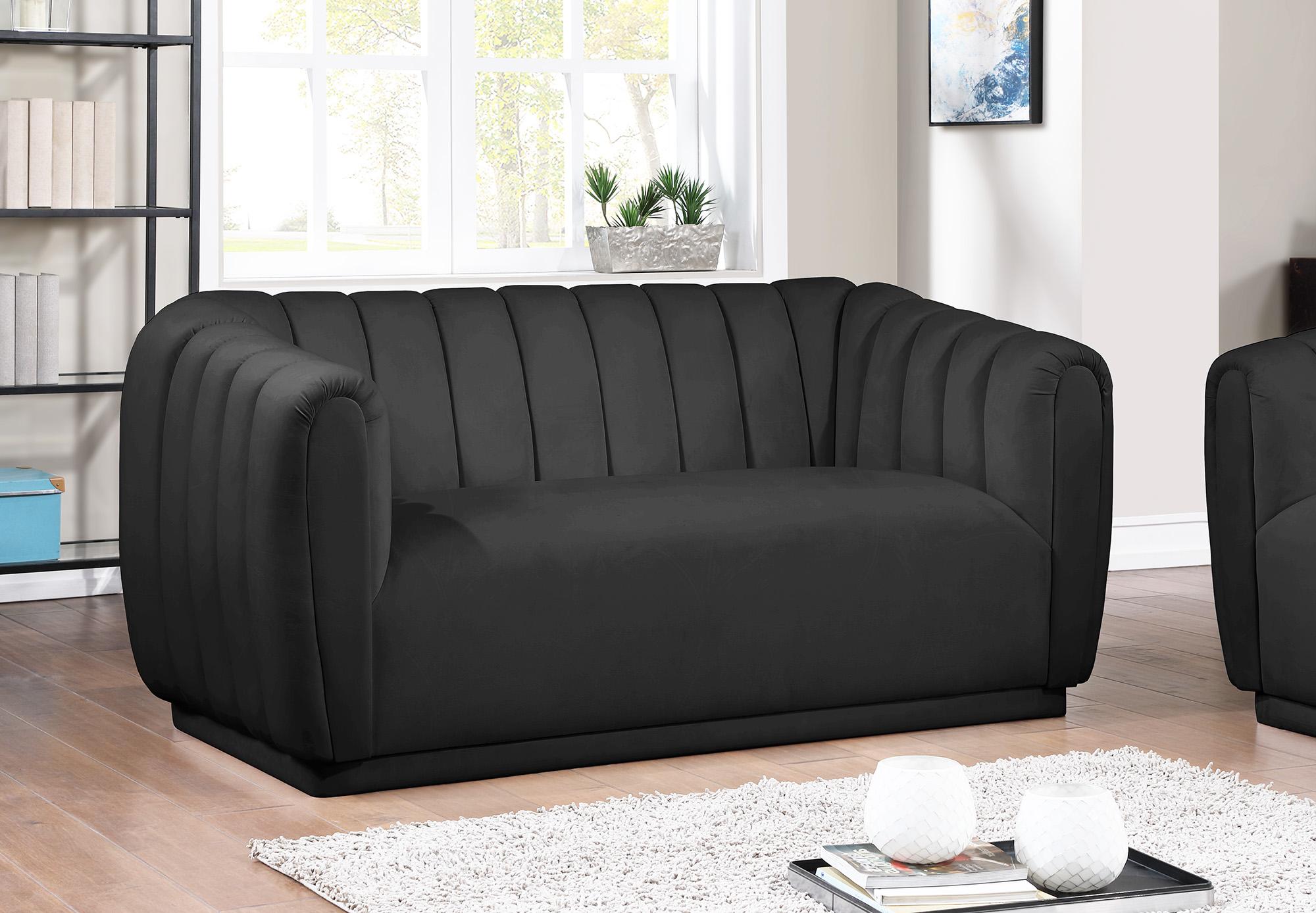 

    
 Order  Black Velvet Tufted Sofa Set 2Pcs DIXIE 674Black-S Meridian Contemporary Modern
