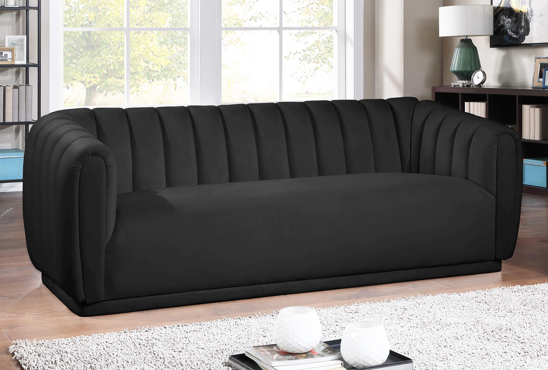 

    
 Shop  Black Velvet Tufted Sofa Set 3Pcs DIXIE 674Black-S Meridian Contemporary Modern
