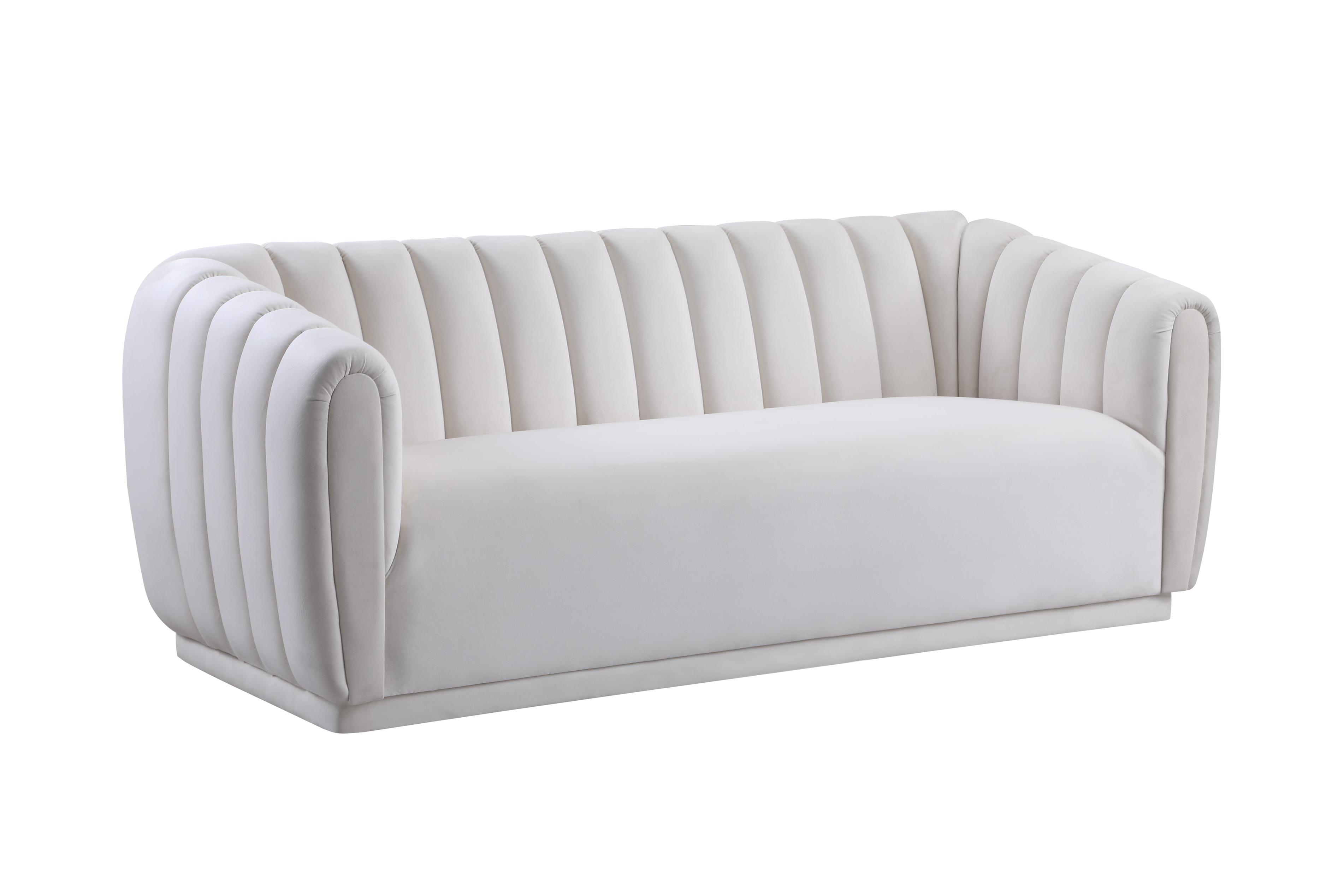 Contemporary Sofa DIXIE 674Cream-S 674Cream-S in Cream Velvet