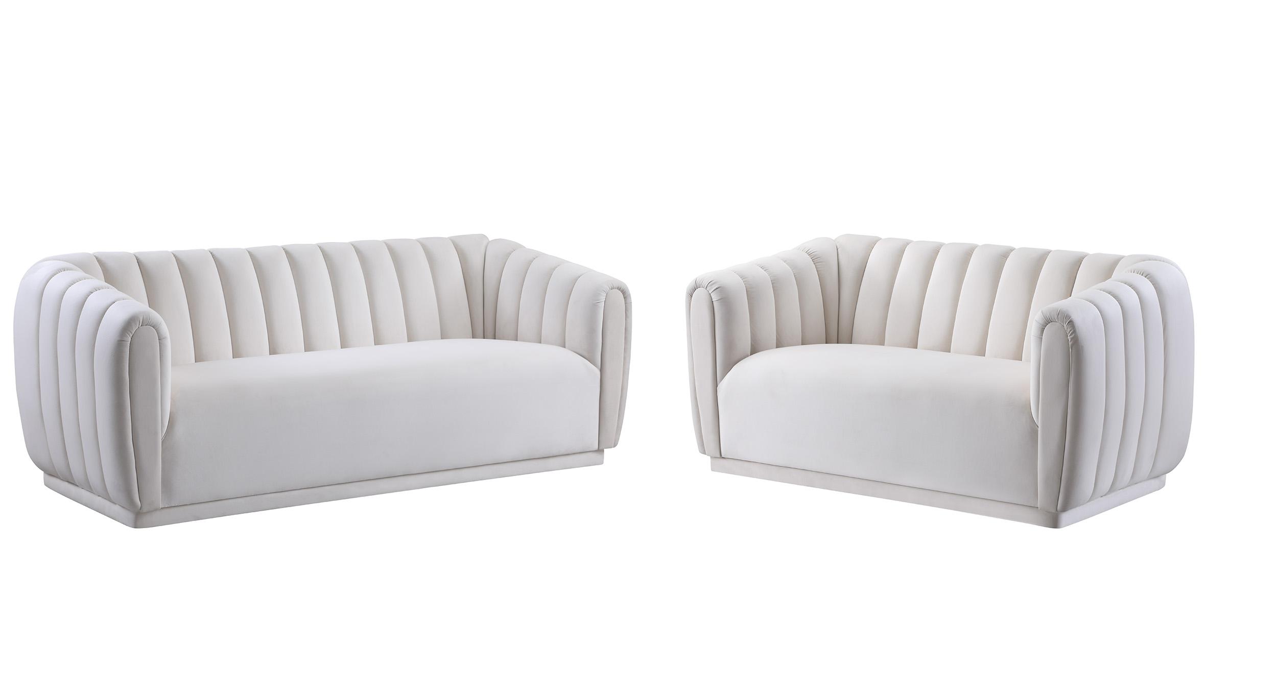 

    
Cream Velvet Tufted Sofa Set 2Pcs DIXIE 674Cream-S Meridian Contemporary Modern
