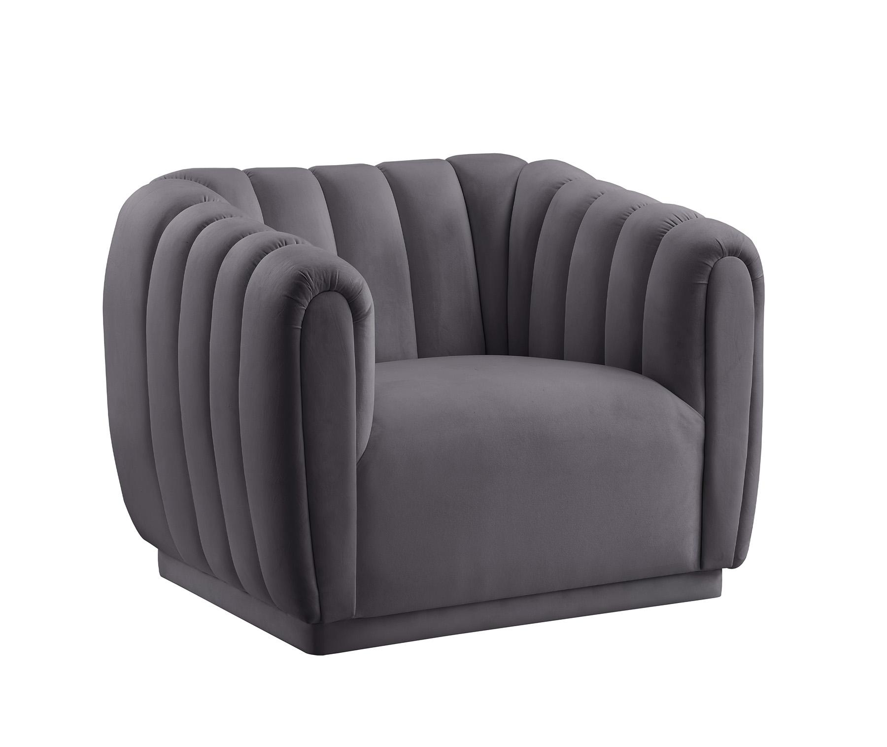 Contemporary Arm Chair DIXIE 674Grey-C 674Grey-C in Gray Velvet