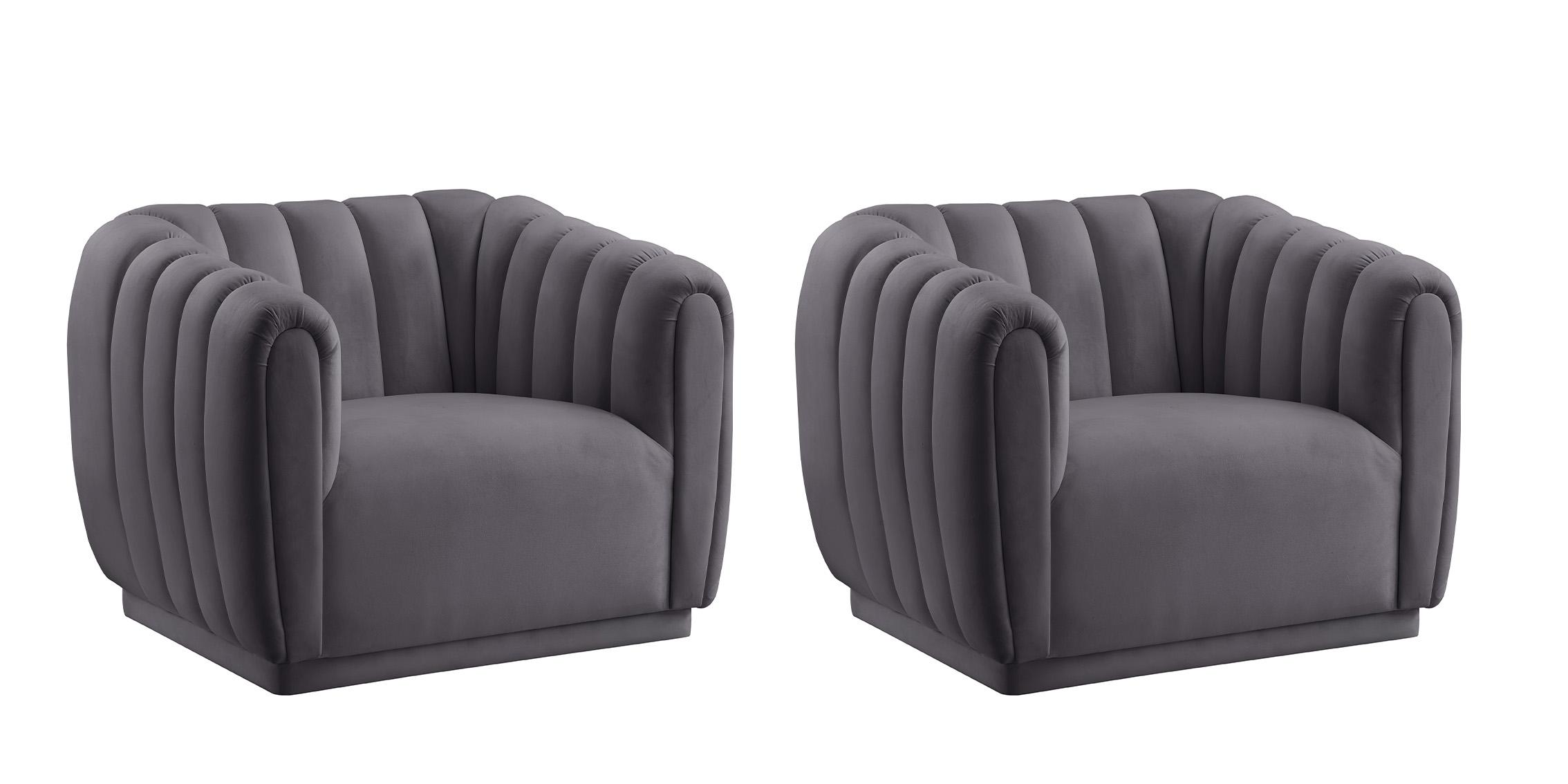 

    
Grey Velvet Tufted Chair Set 2Pcs DIXIE 674Grey-C Meridian Contemporary Modern

