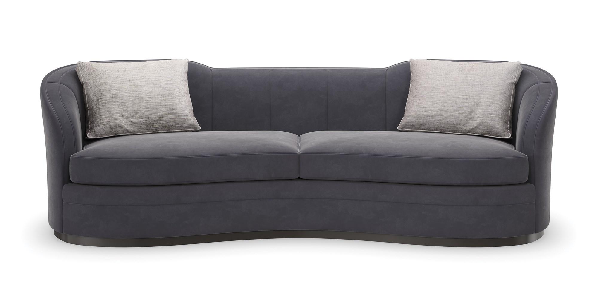 

    
Art Deco-inspired Plush Charcoal Heathered Velvet ECLIPSE SOFA by Caracole
