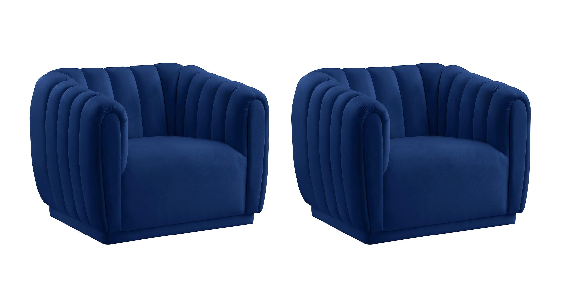 

    
Navy Velvet Channel Tufted Chair Set 2Pcs DIXIE 674Navy-C Meridian Contemporary
