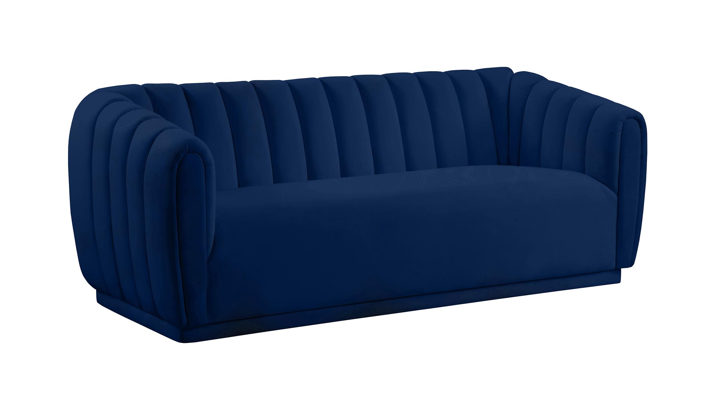 

    
Navy Velvet Channel Tufted Sofa DIXIE 674Navy-S Meridian Modern Contemporary
