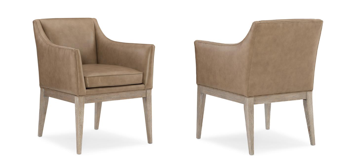 Contemporary Arm Chairs FREE AND EASY CLA-019-274-Set-2 in Driftwood, Mocha Eco Leather