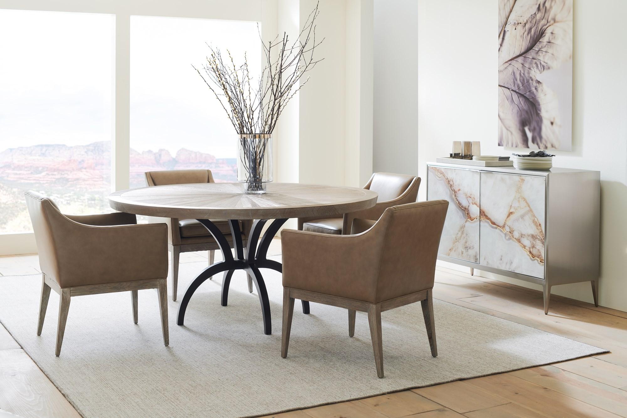 Contemporary Dining Table Set ROUGH AND READY 54 CLA-019-2013-Set-5 in Driftwood, Mocha Eco Leather