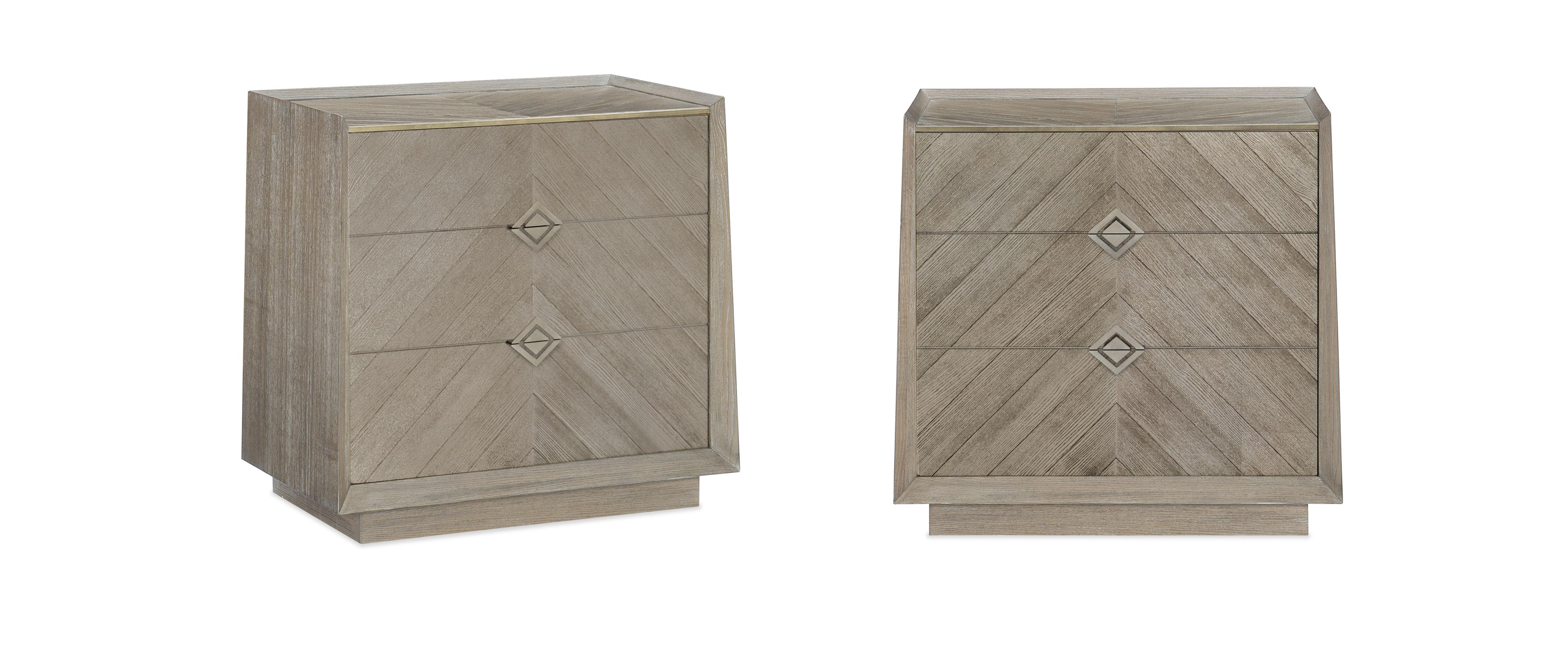 Contemporary Nightstand Set CROSSED PURPOSES CLA-019-065-Set-2 in Ash Gray, Beige 