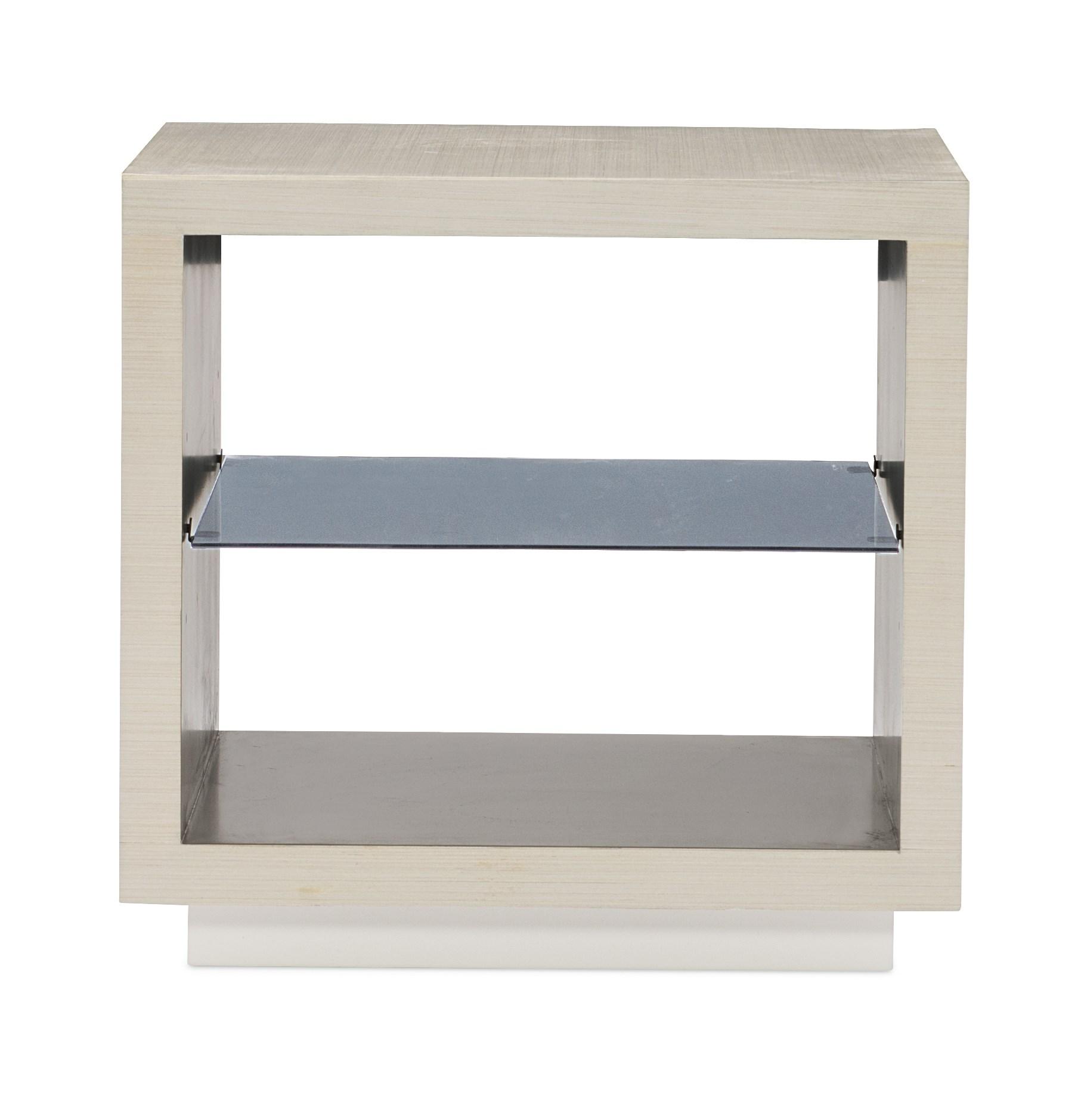 

    
Ash Taupe Finish W/ LED lights EXPOSITION END TABLE by Caracole
